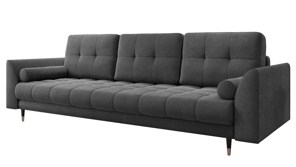 Kanapa rozkładana trzyosobowa Agriano z pojemnikiem ciemnoszara welwet hydrofobowy - zdjęcie 1