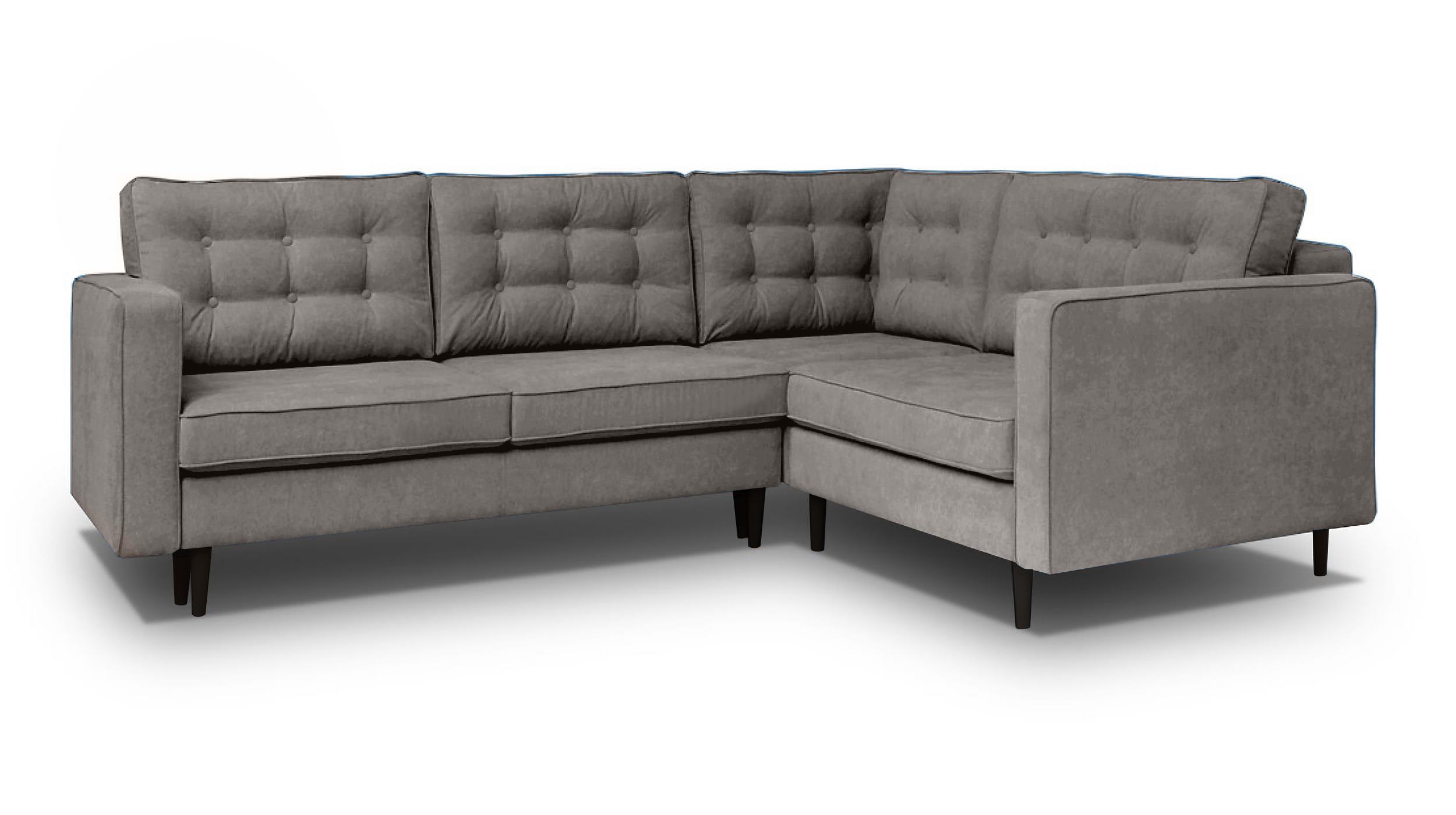 Narożnik z funkcją spania Juttic 250 cm L-kształtny z pojemnikiem szary plecionka hydrofobowa prawostronny - zdjęcie 1