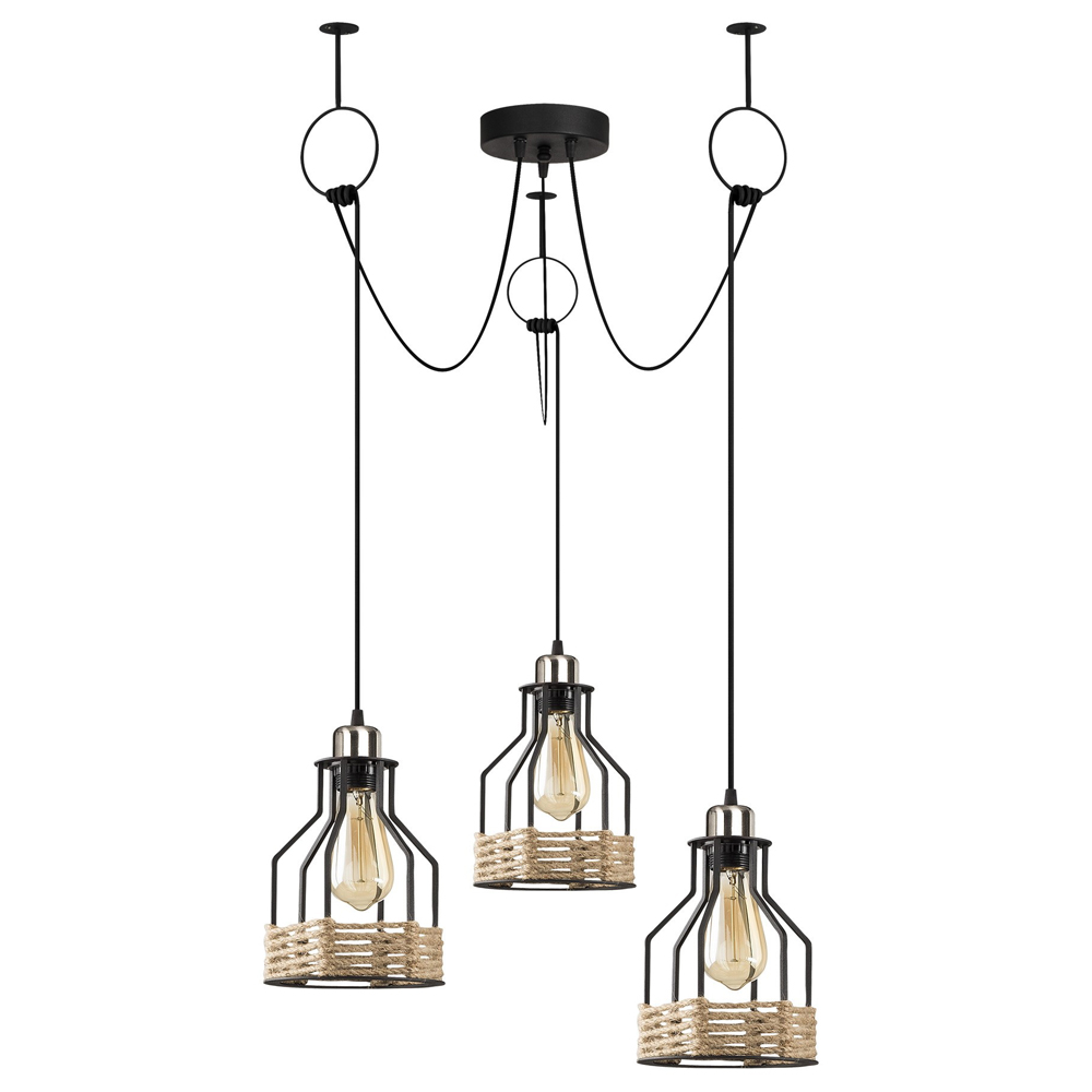 Lampa wisząca Trunica x3 czarna - zdjęcie 1