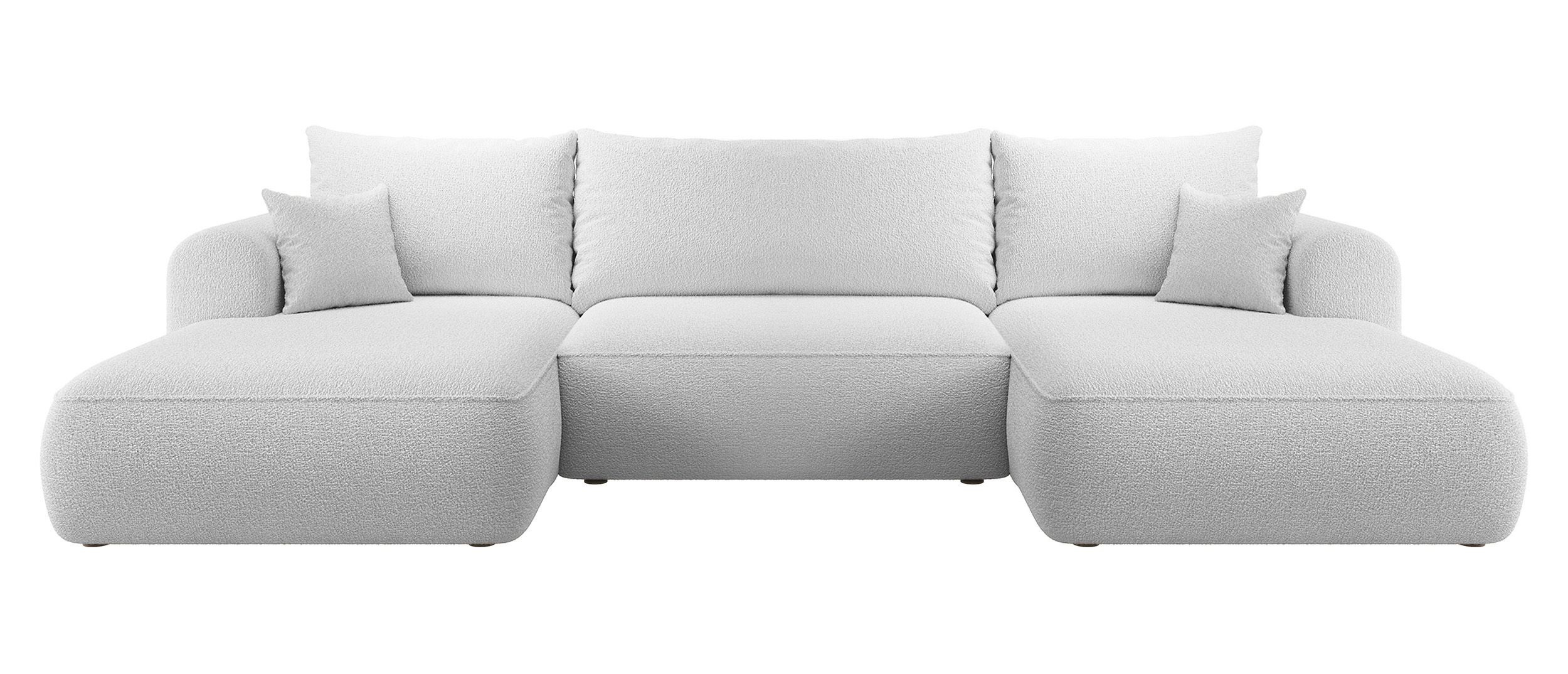 Narożnik z funkcją spania Ovo U-kształtny z pojemnikiem szary boucle uniwersalny