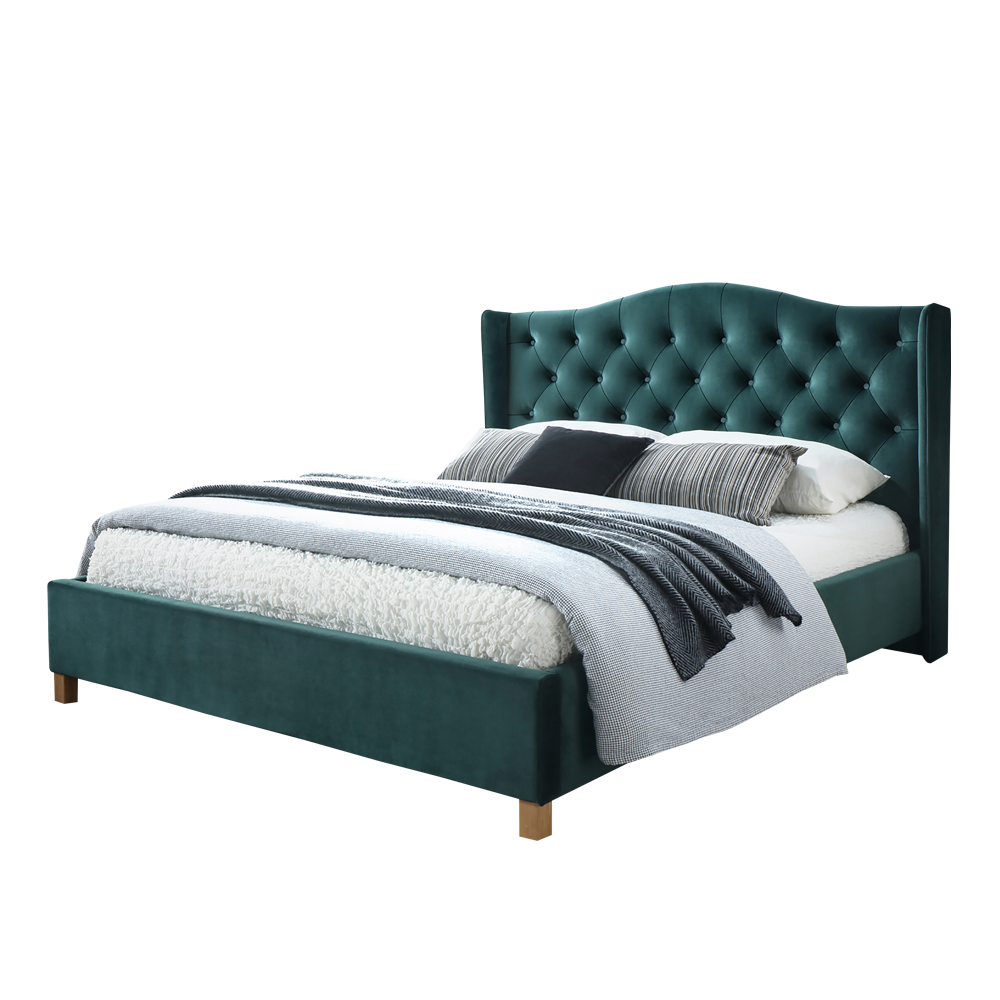 Łóżko tapicerowane Balmore 160x200 cm zielony velvet - zdjęcie 1