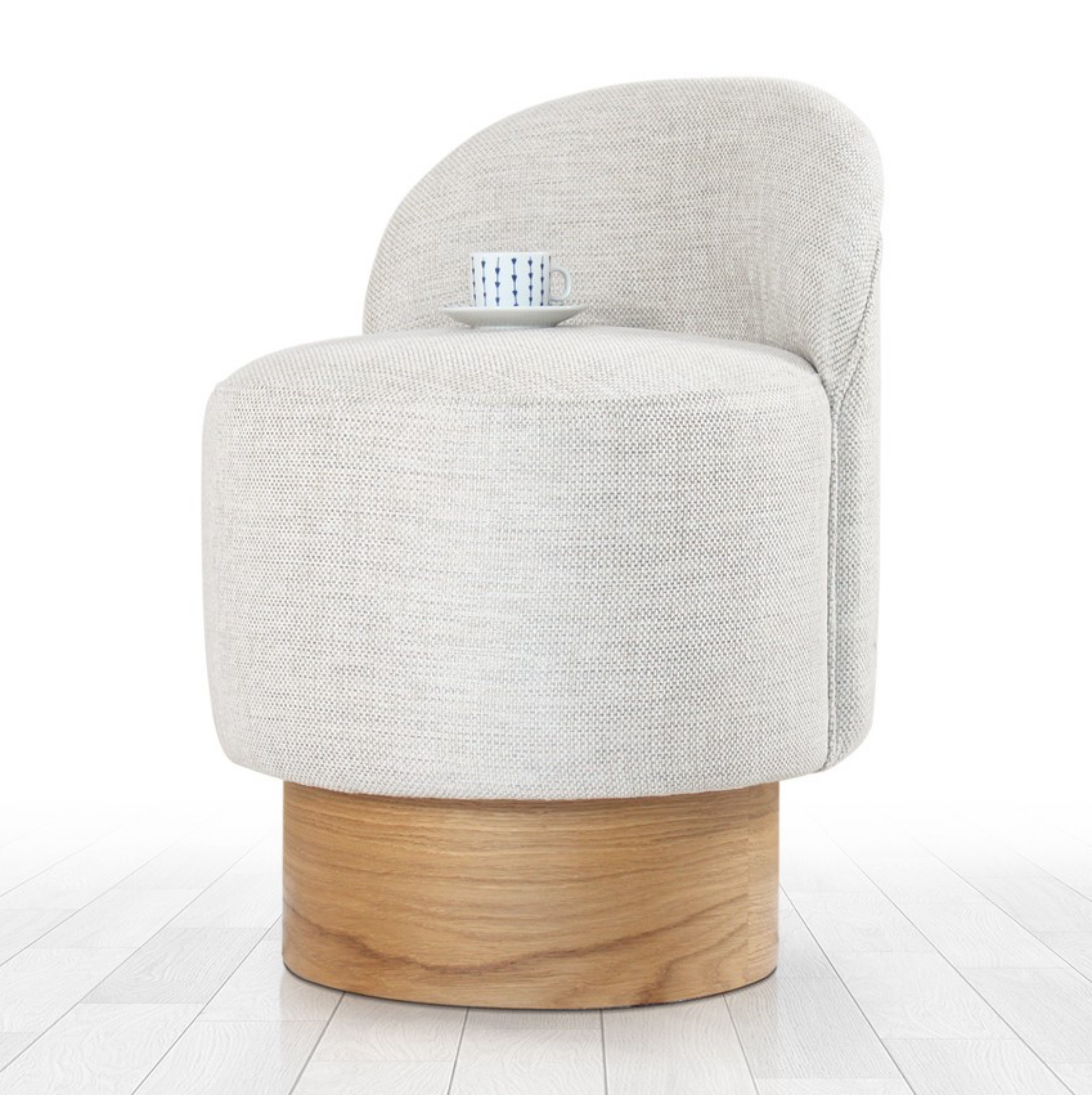 Pufa z oparciem Gralarily jasnoszara - zdjęcie 1