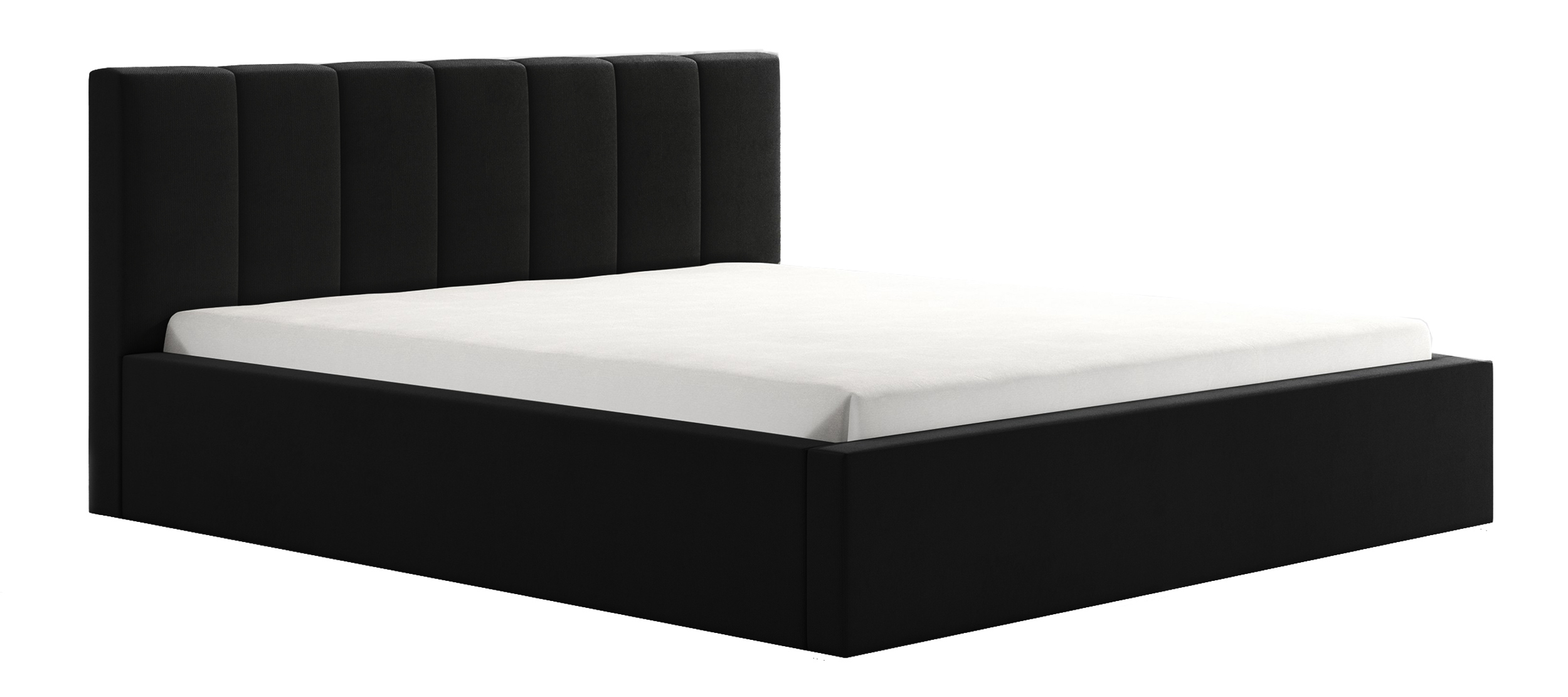 Łóżko tapicerowane 180x200 cm Selvone z pojemnikiem stelaż metalowy czarne - zdjęcie 1