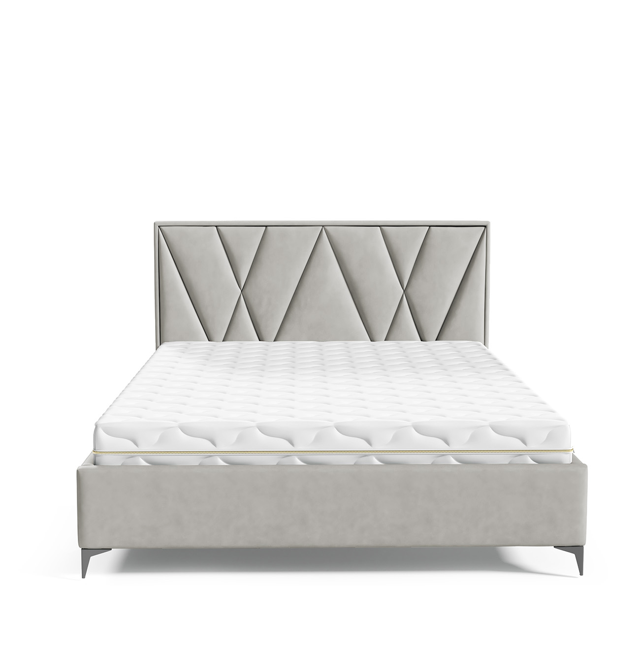 Łóżko tapicerowane 140x200 cm Sermide z pojemnikiem jasnoszare welur łatwoczyszczący - zdjęcie 1