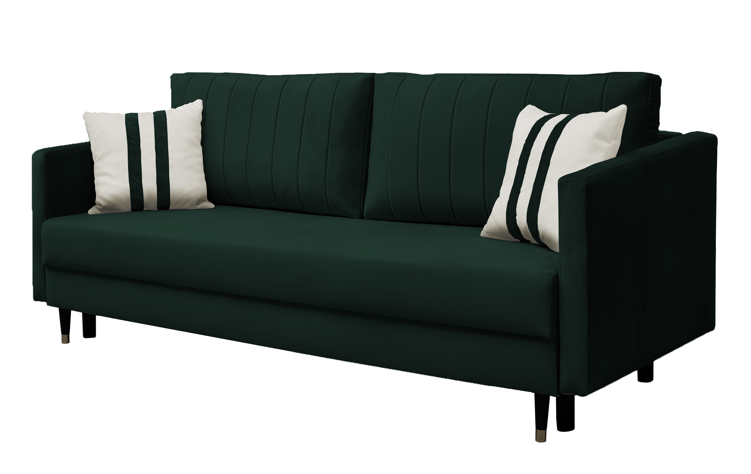 Kanapa Balabay rozkładana trzyosobowa z pojemnikiem ciemnozielona nogi czarne  - zdjęcie 1