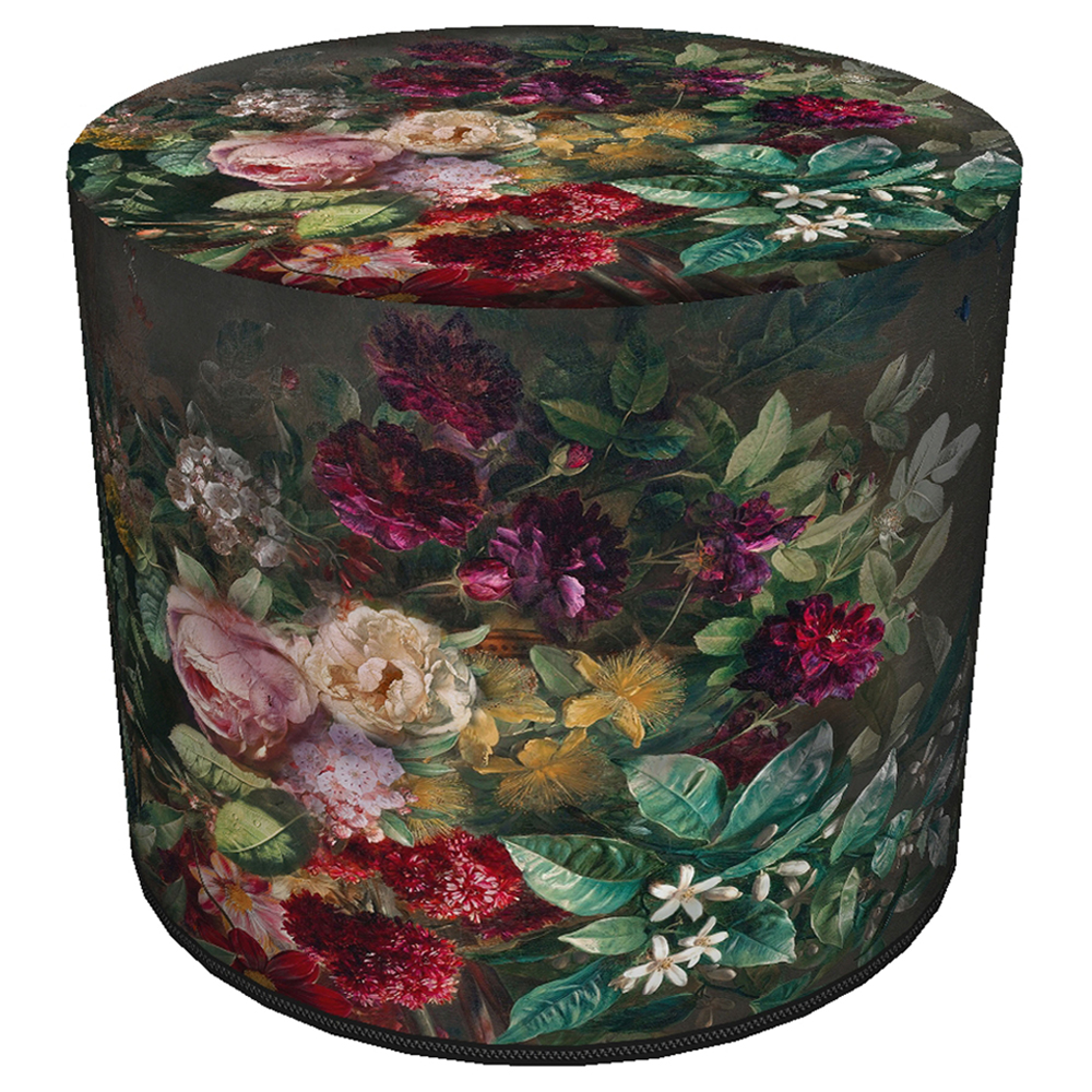 Pufa okrągła Fresvik kwiaty vintage - zdjęcie 1