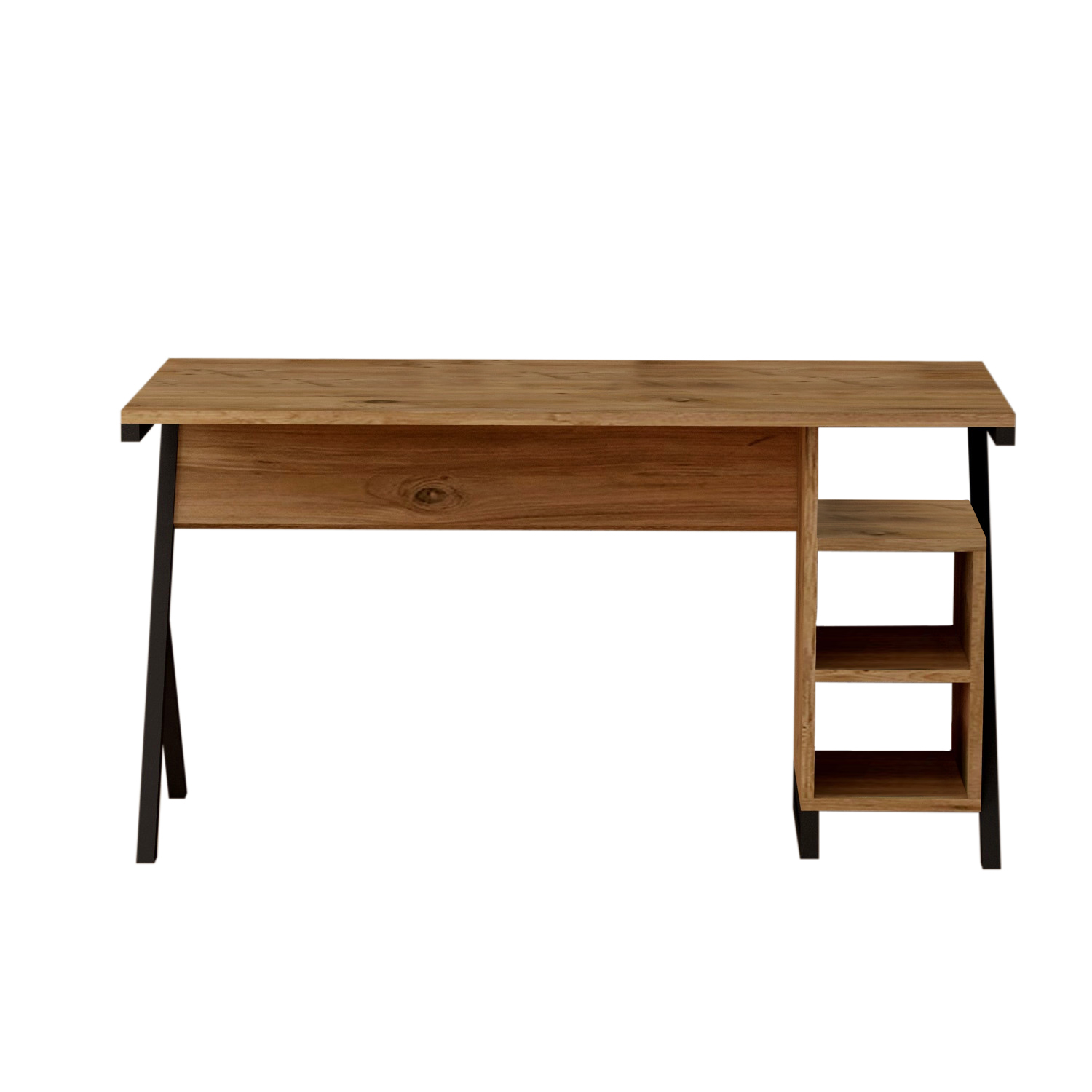 Biurko z trzema półkami Mathawn orzech - zdjęcie 1