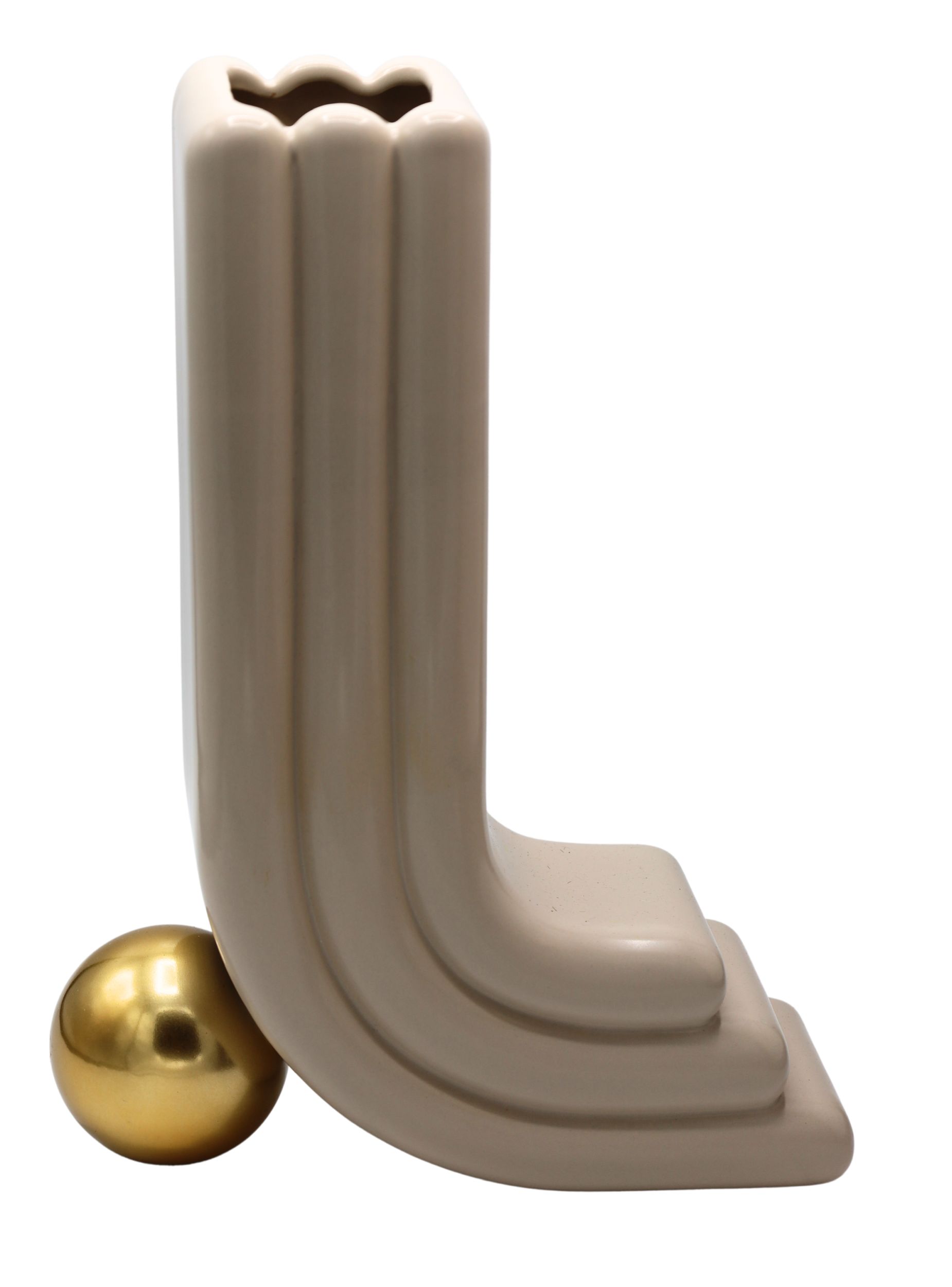 Wazon Hedors ceramiczny złoto-beżowy - zdjęcie 1