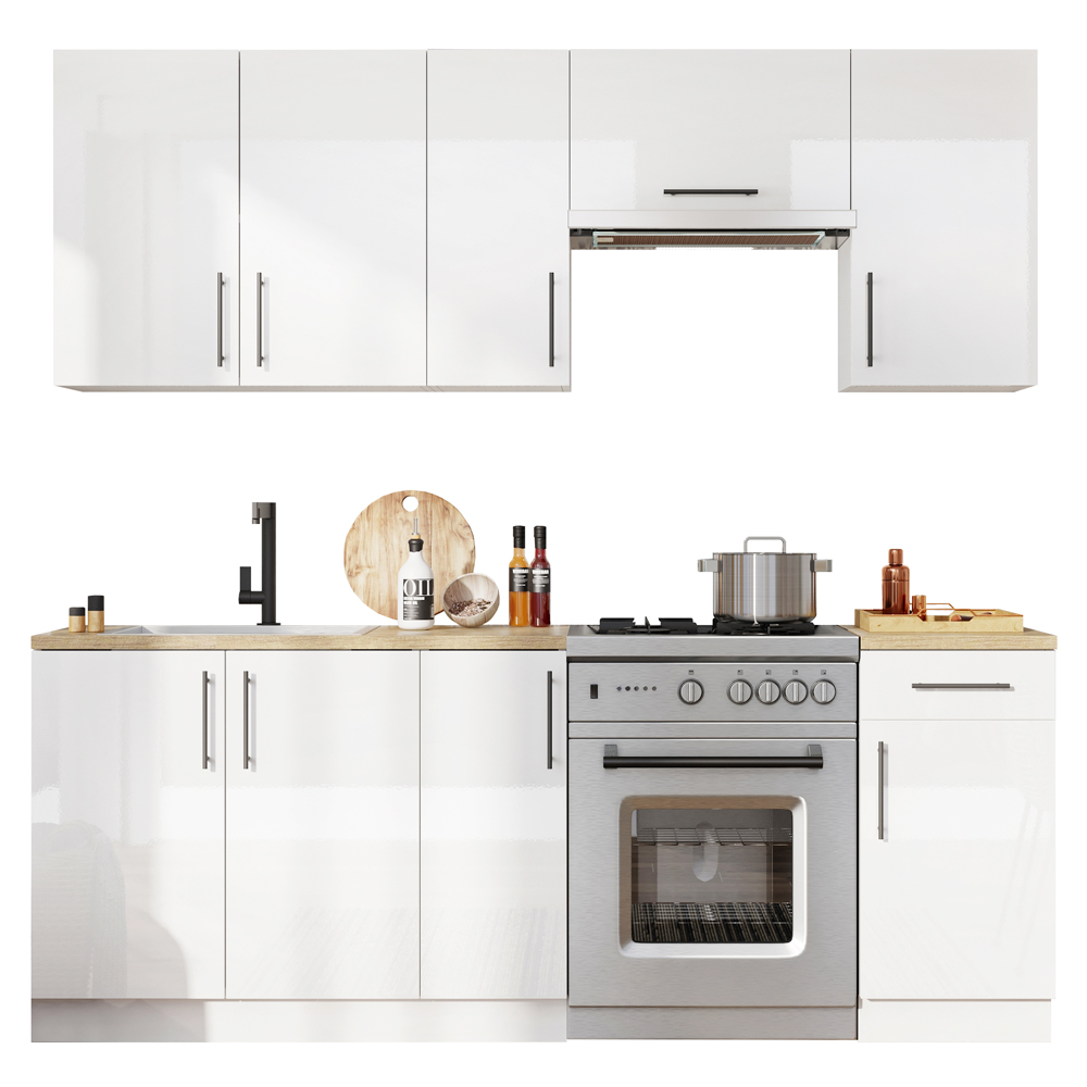 Zestaw mebli kuchennych Collesano 210 cm z jedną szufladą 7 elementów - zdjęcie 1