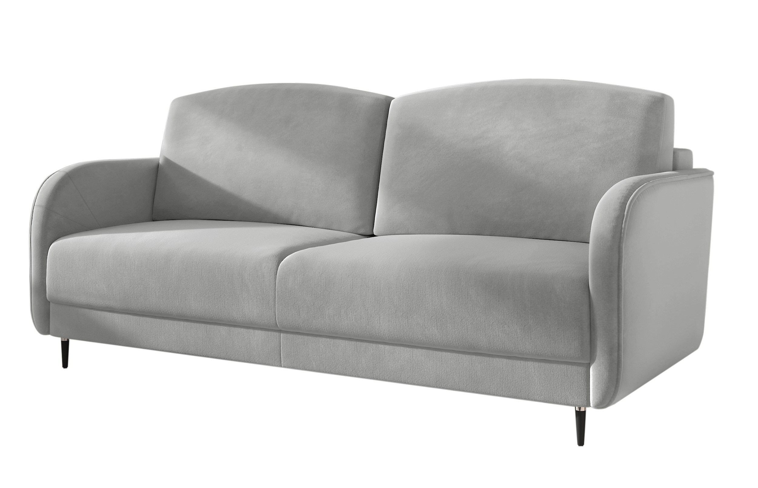 Kanapa rozkładana trzyosobowa Dolmino z pojemnikiem jasnoszara welur łatwoczyszczący hydrofobowy - zdjęcie 1