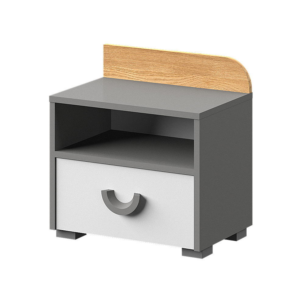 Szafka nocna Gamona z szufladą jasny grafit / dąb nash / biały - zdjęcie 1