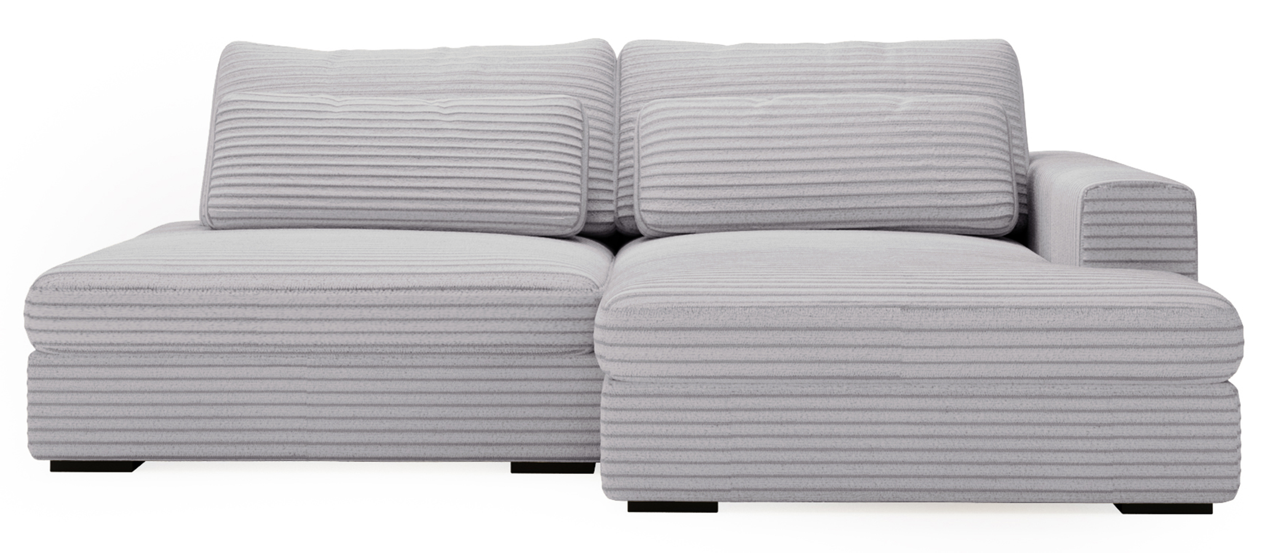 Narożnik z funkcją spania Lemmu L-kształtny jasnoszary gruby sztruks prawostronny - zdjęcie 1