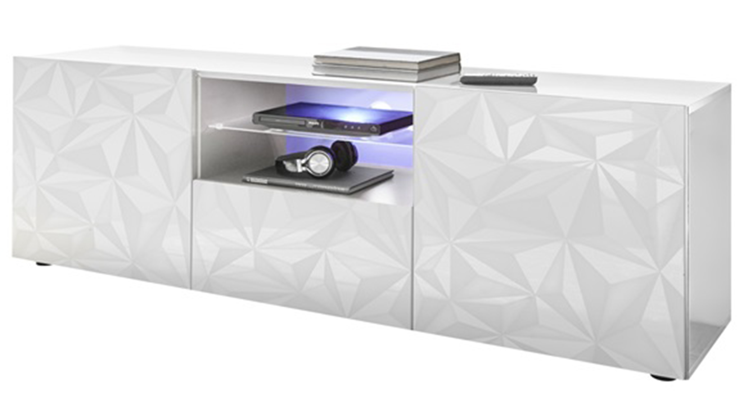 Szafka RTV Secutte dwudrzwiowa biała wysoki połysk - zdjęcie 1