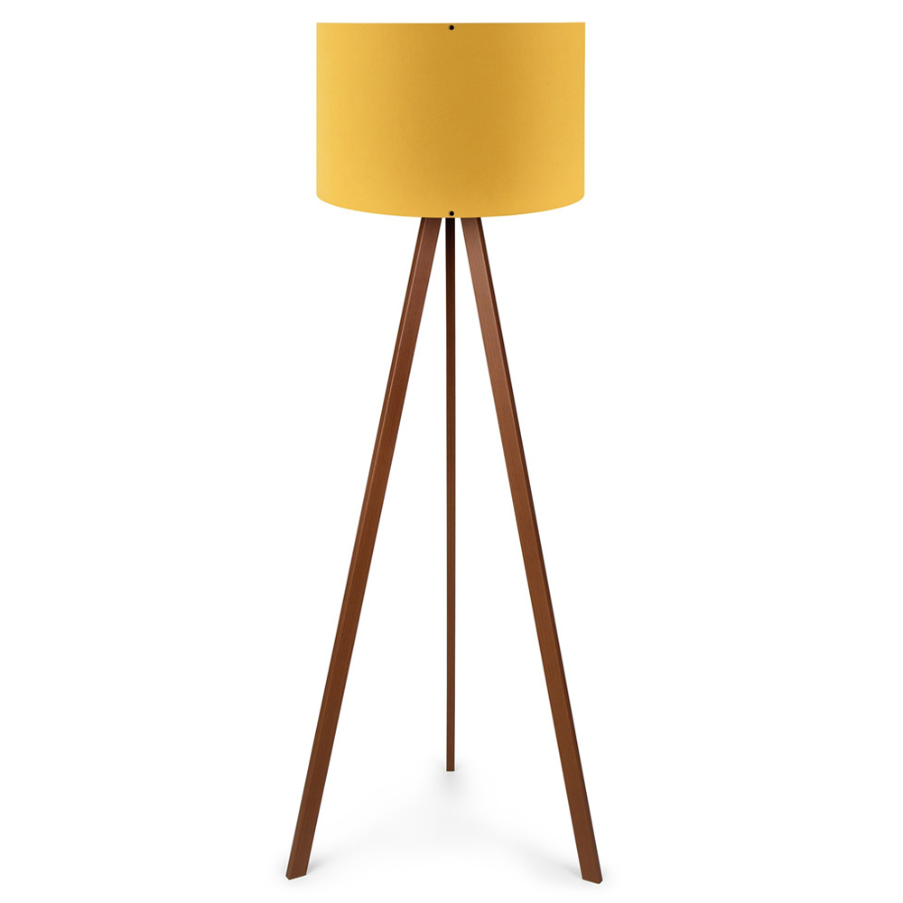 Lampa podłogowa Salika musztardowa na brązowym stelażu - zdjęcie 1