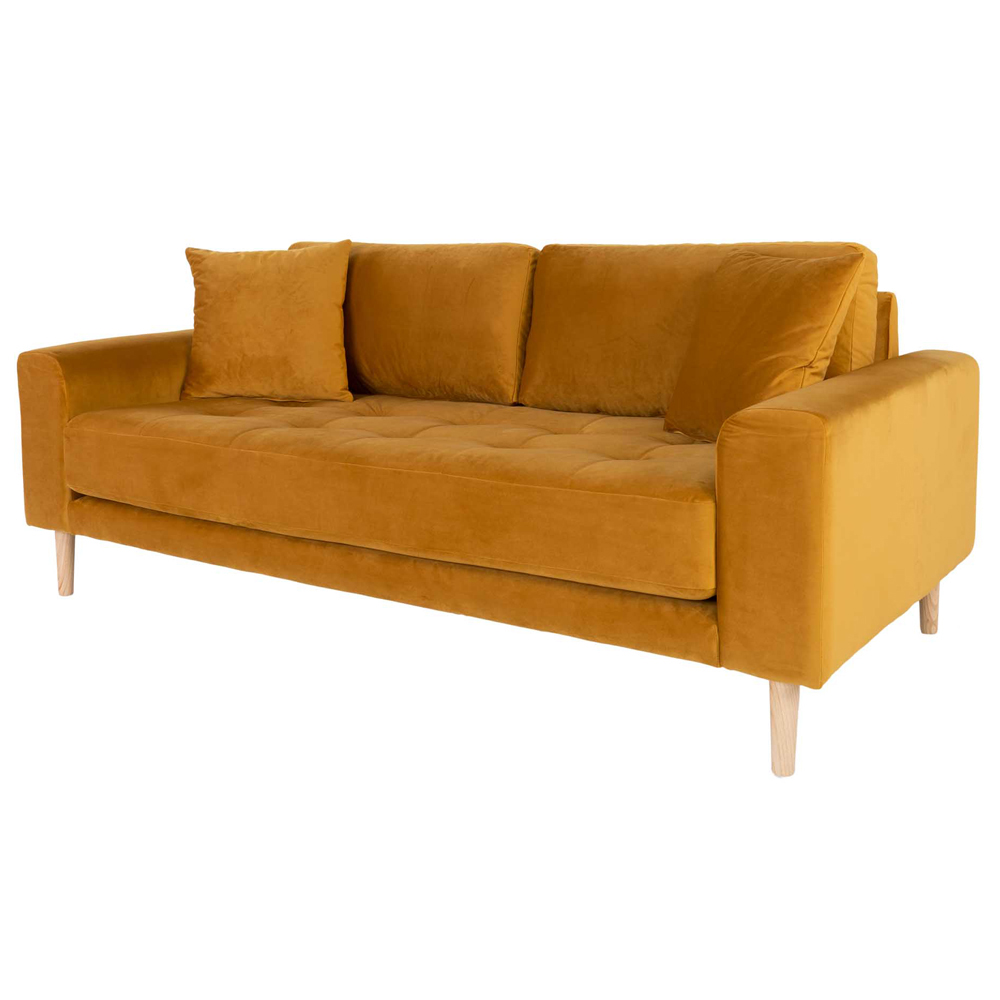 Sofa Dagmarri 180 cm musztardowy welur - zdjęcie 1