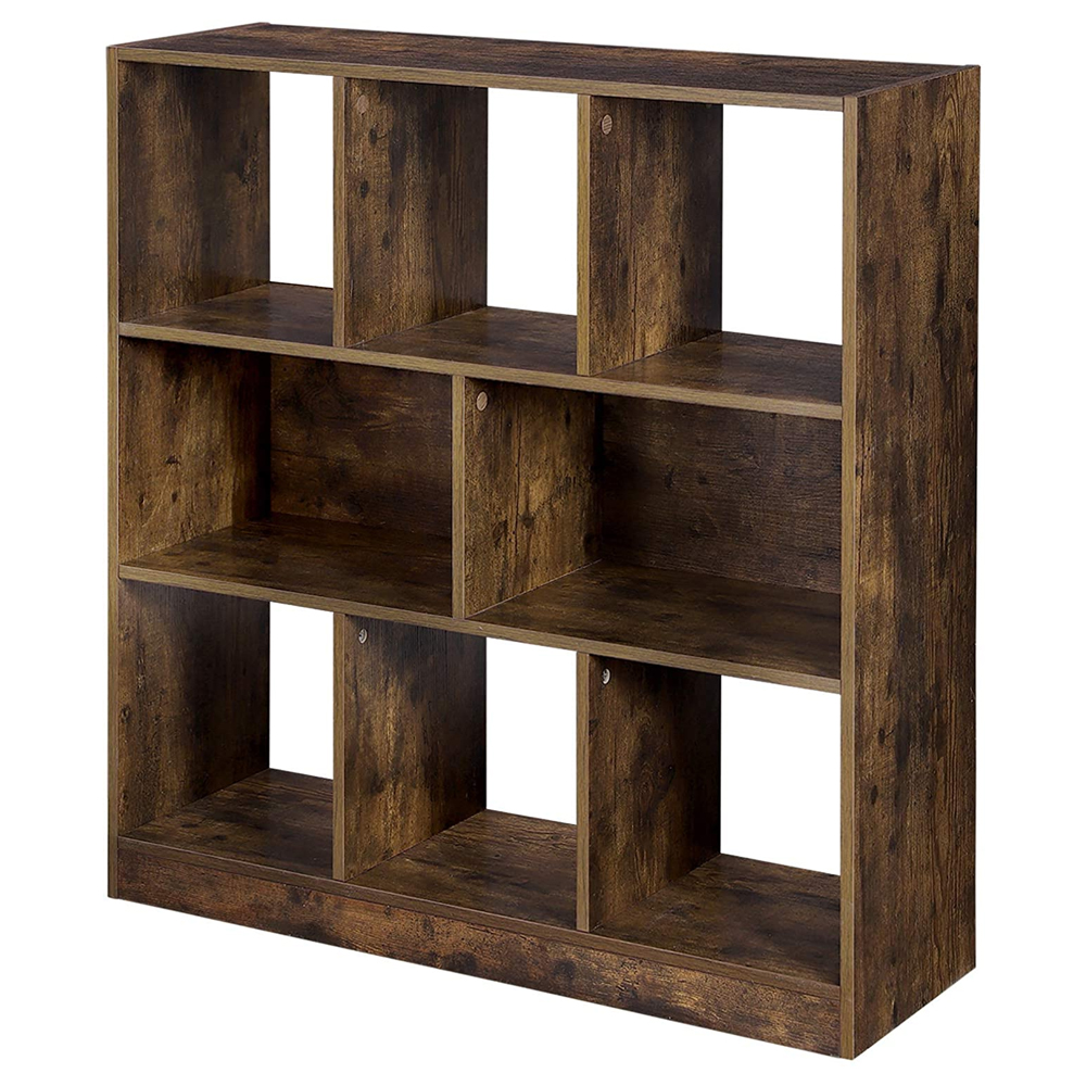 Regał Ramizu z ośmioma półkami ciemnobrązowy - zdjęcie 1