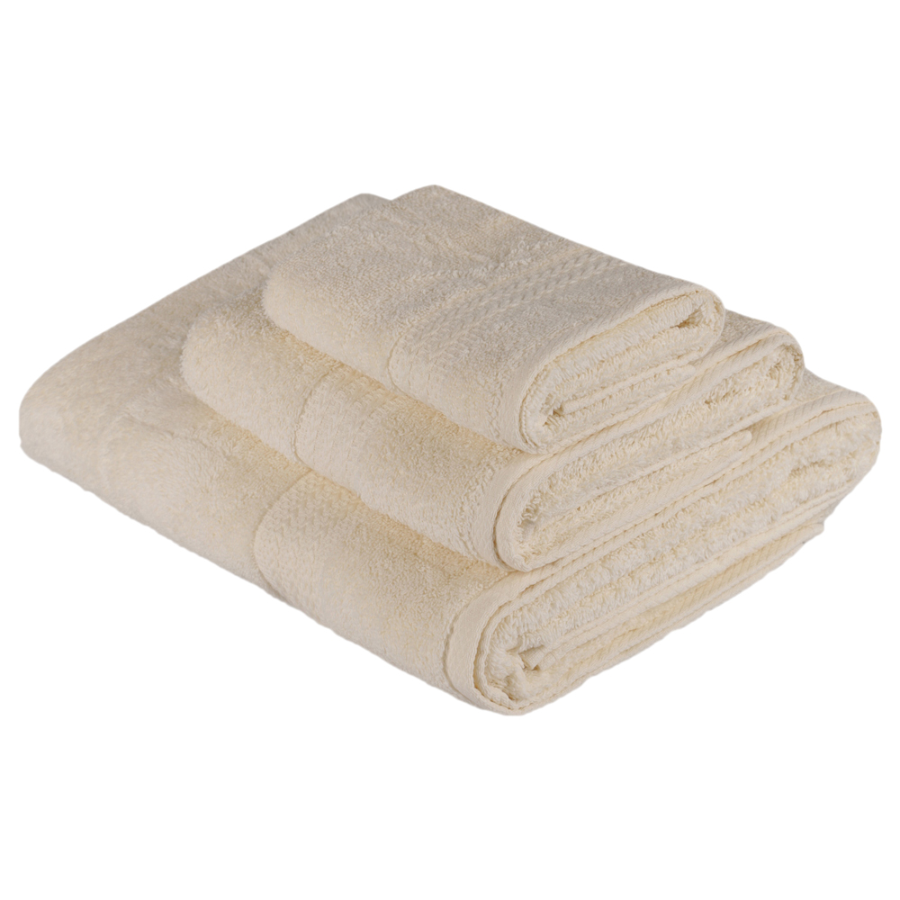 Zestaw trzech ręczników Bainrow kremowy - zdjęcie 1