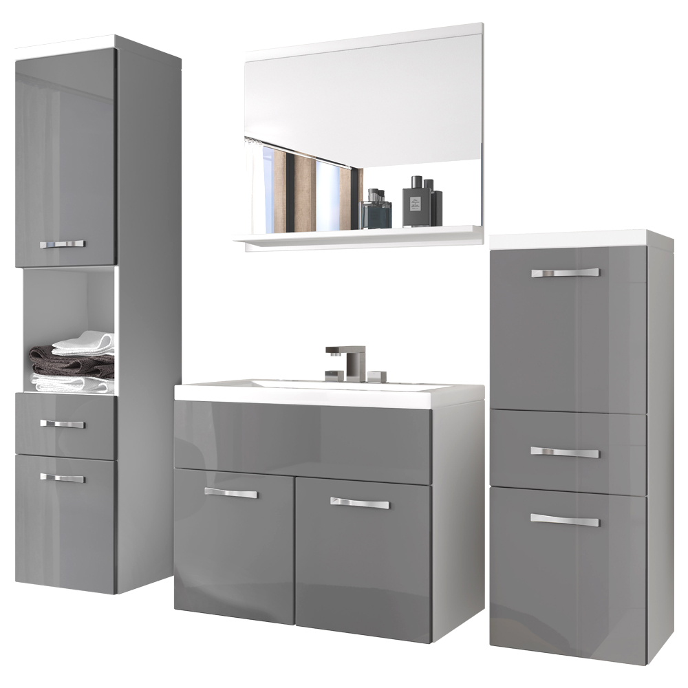 Zestaw mebli łazienkowych Kinsonin Biały / Szary połysk - zdjęcie 9