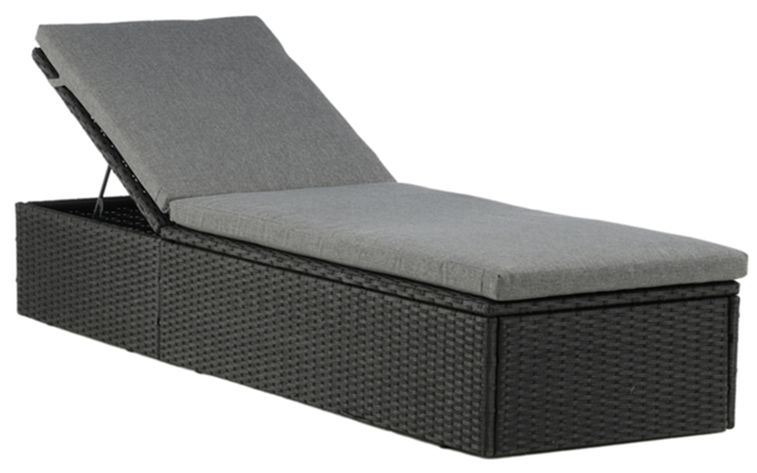Leżak Suitably technorattan czarny/szary - zdjęcie 1