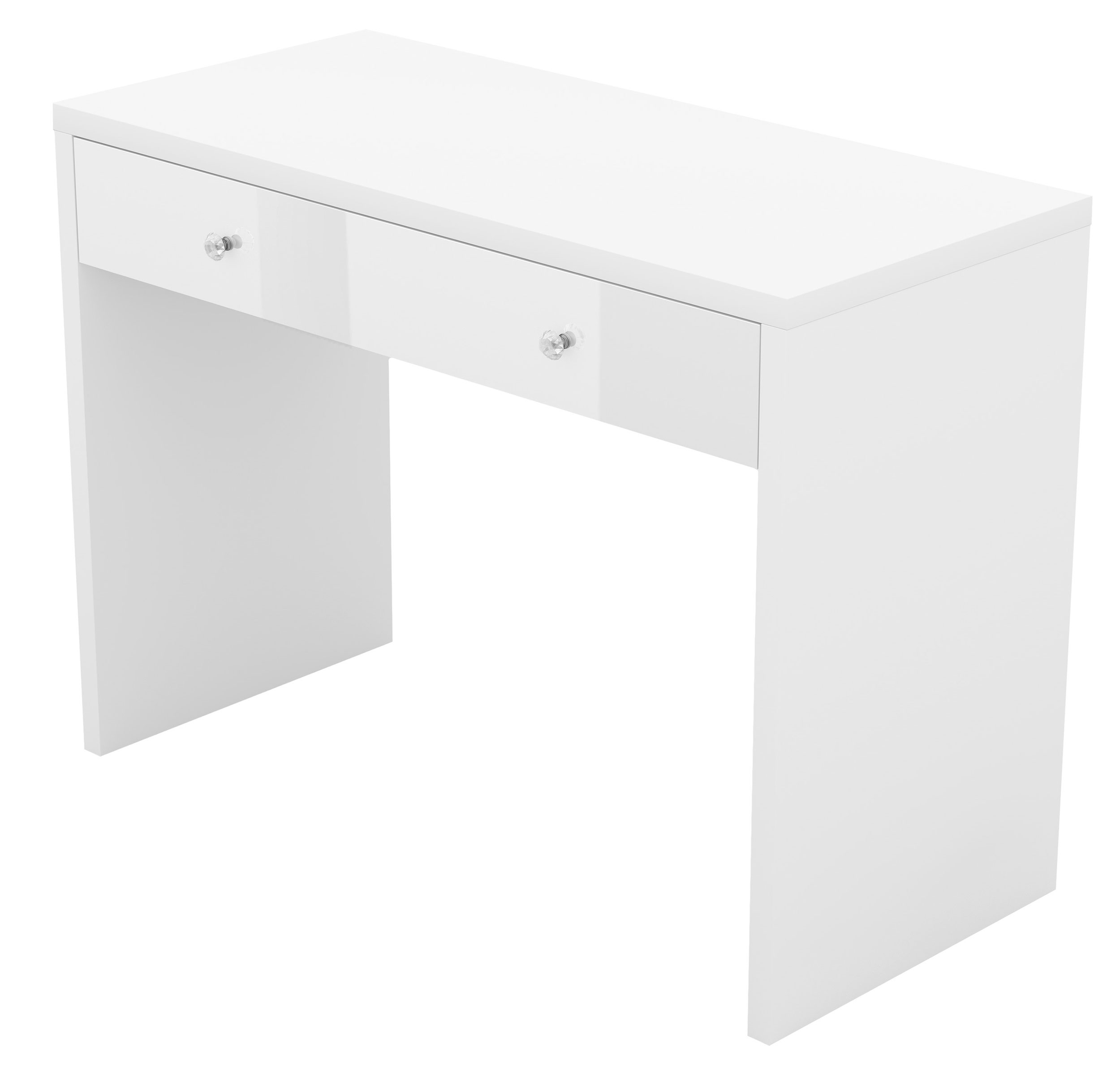 Biurko Gerryn 110x50 cm z szufladą białe/biały połysk - zdjęcie 1