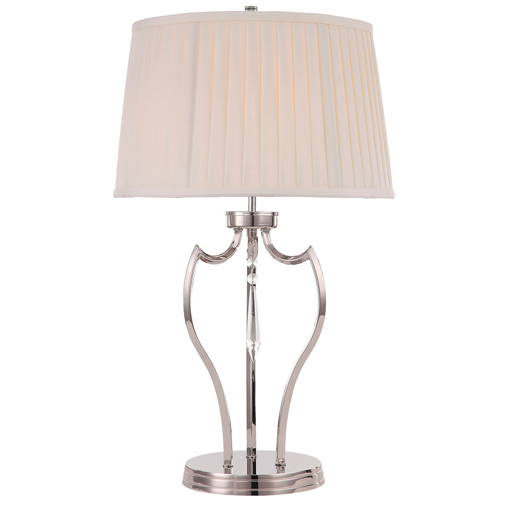Lampa stołowa Prilam z kryształem biała/nikiel - zdjęcie 1
