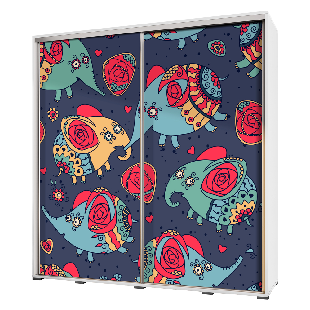 Szafa Wenecja 205 cm Malowane słonie - zdjęcie 1