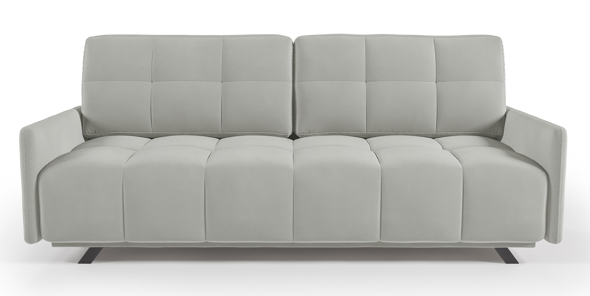 Kanapa rozkładana trzyosobowa Bulbeno z pojemnikiem szarobeżowa welur łatwoczyszczący - zdjęcie 1