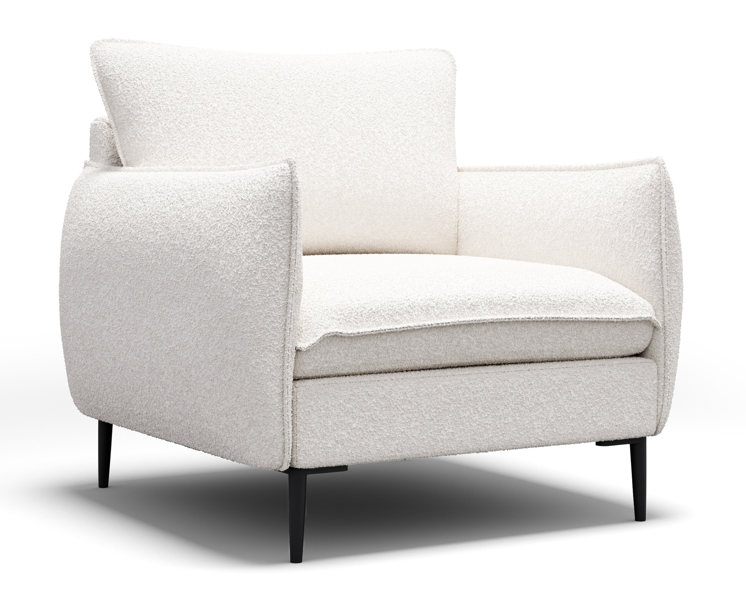 Fotel kubełkowy Cambiano kremowy w tkaninie boucle - zdjęcie 1