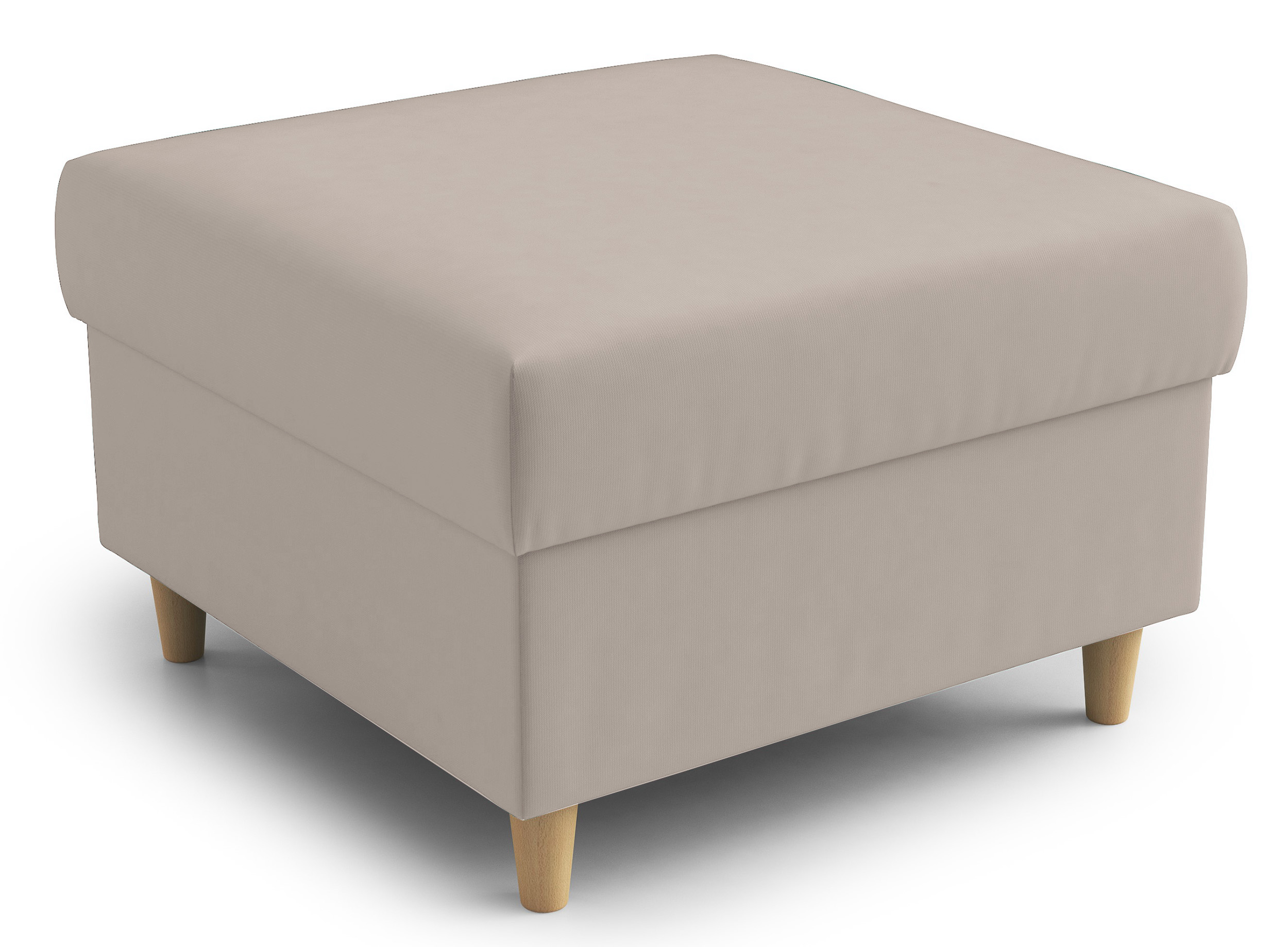 Pufa na drewnianych nóżkach Hotlinds szarobeżowa welur - zdjęcie 1