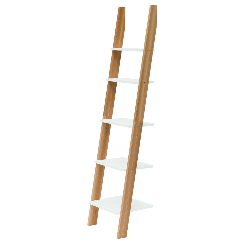 Regał drewniany Ashme 180x45x35 cm z białymi półkami - zdjęcie 1