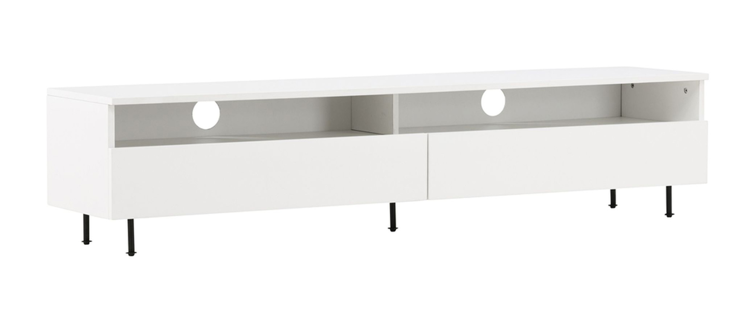 Szafka RTV Dimman 180x40 cm biała na czarnych nóżkach - zdjęcie 1