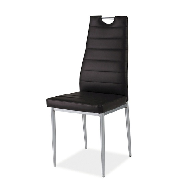 Krzesło tapicerowane Lastad brązowe z uchwytem na chromowanej podstawie