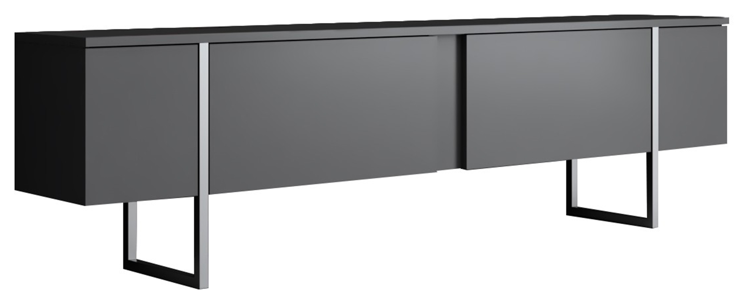 Szafka RTV Steelaris na srebrnych metalowych nogach grafitowa - zdjęcie 1