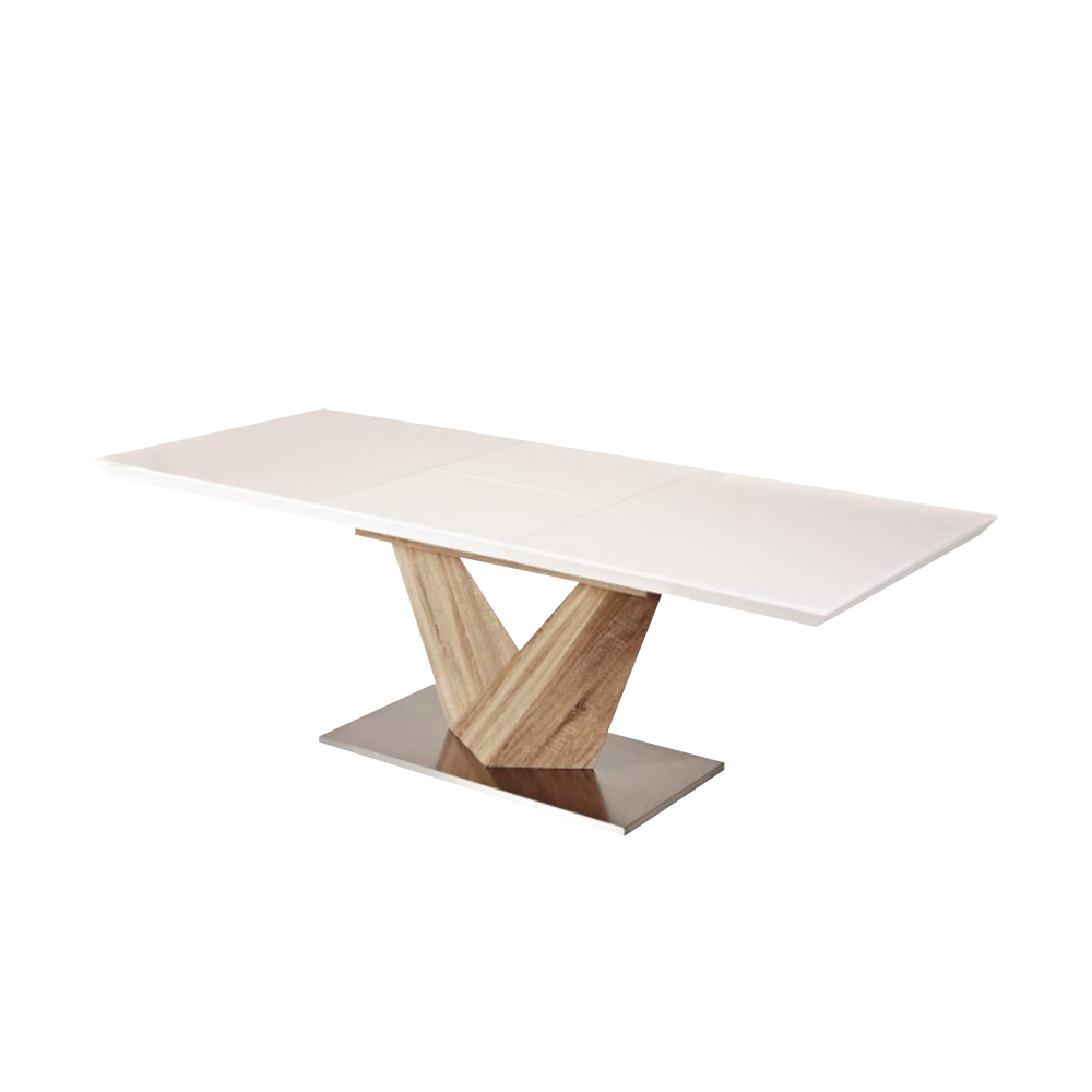 Stół rozkładany Aramoko 140-200x85 cm sonoma - biały - zdjęcie 1