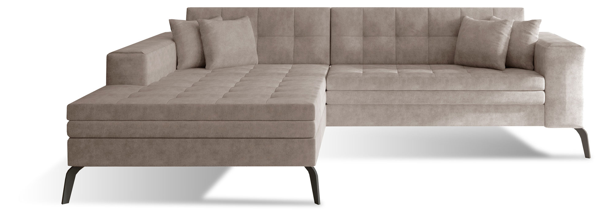 Narożnik z funkcją spania Silphion L-kształtny beżowy lewostronny