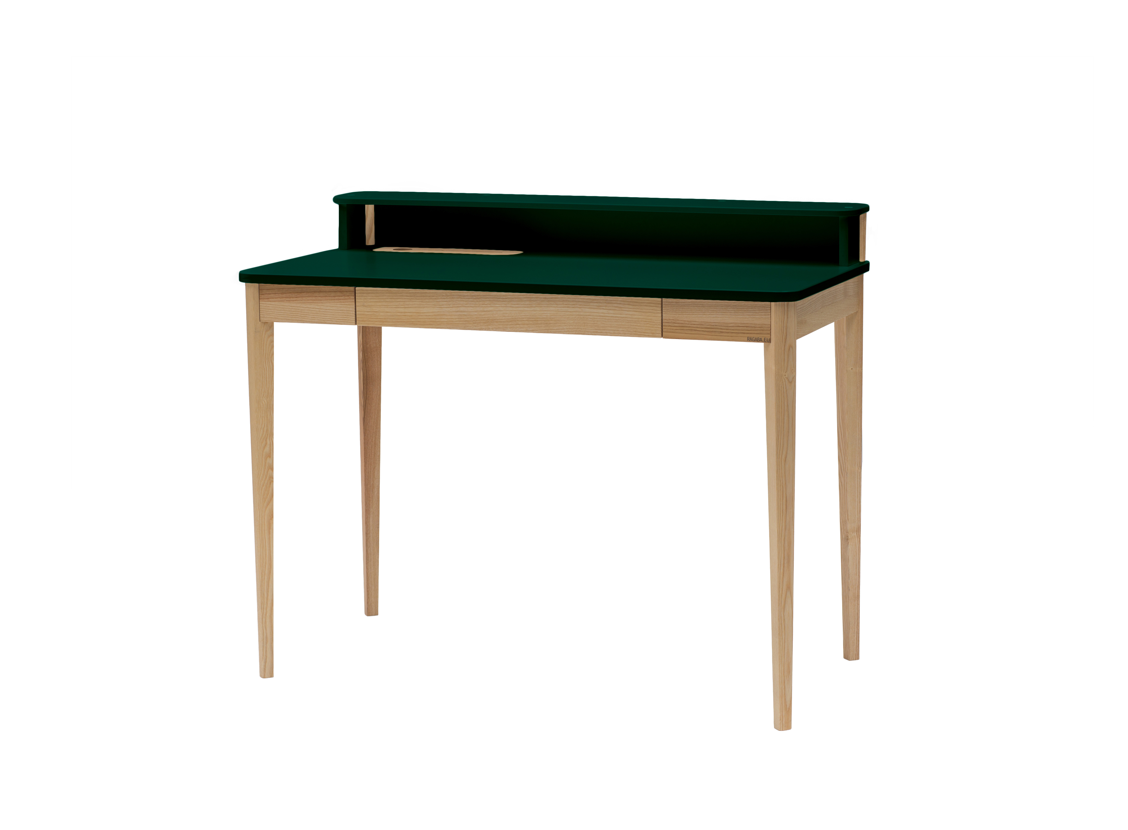 Biurko drewniane Ashme 110x56 cm z szufladą Ciemnozielony - zdjęcie 3