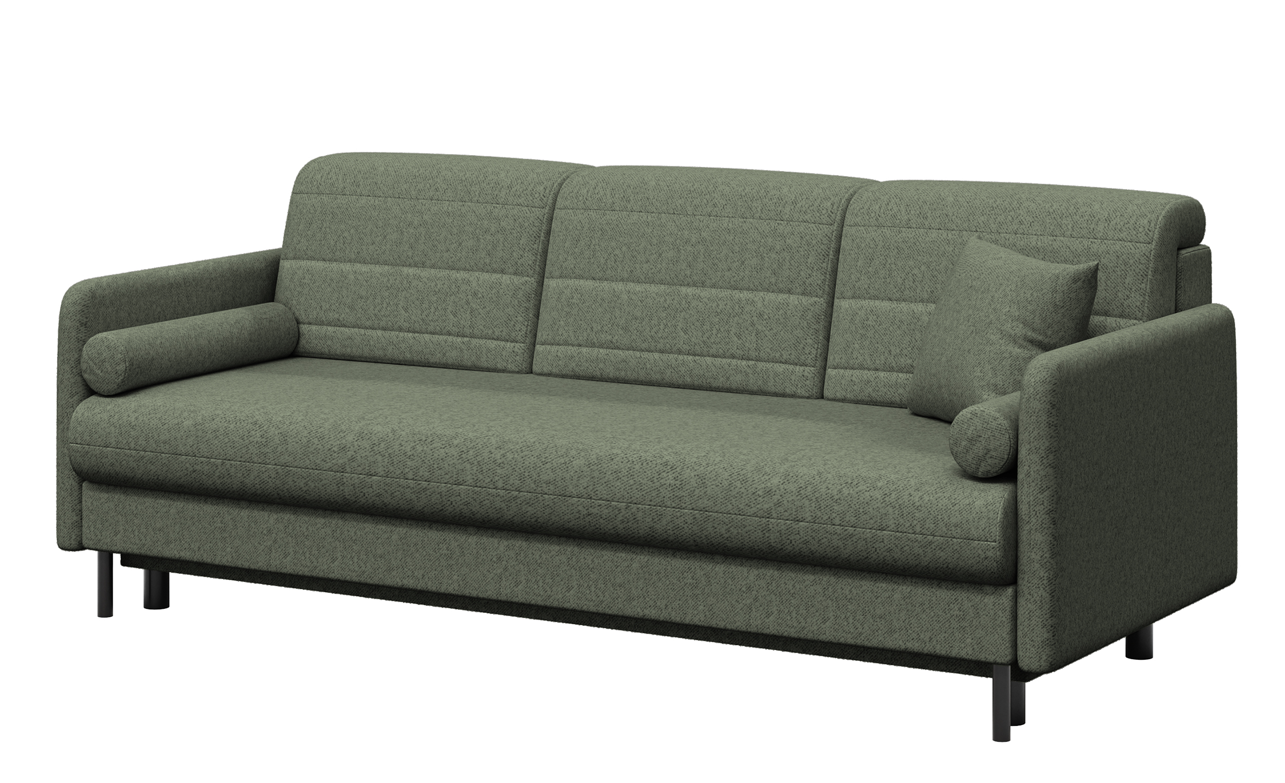 Kanapa rozkładana trzyosobowa Alto z pojemnikiem jasnozielona welur hydrofobowy - zdjęcie 1