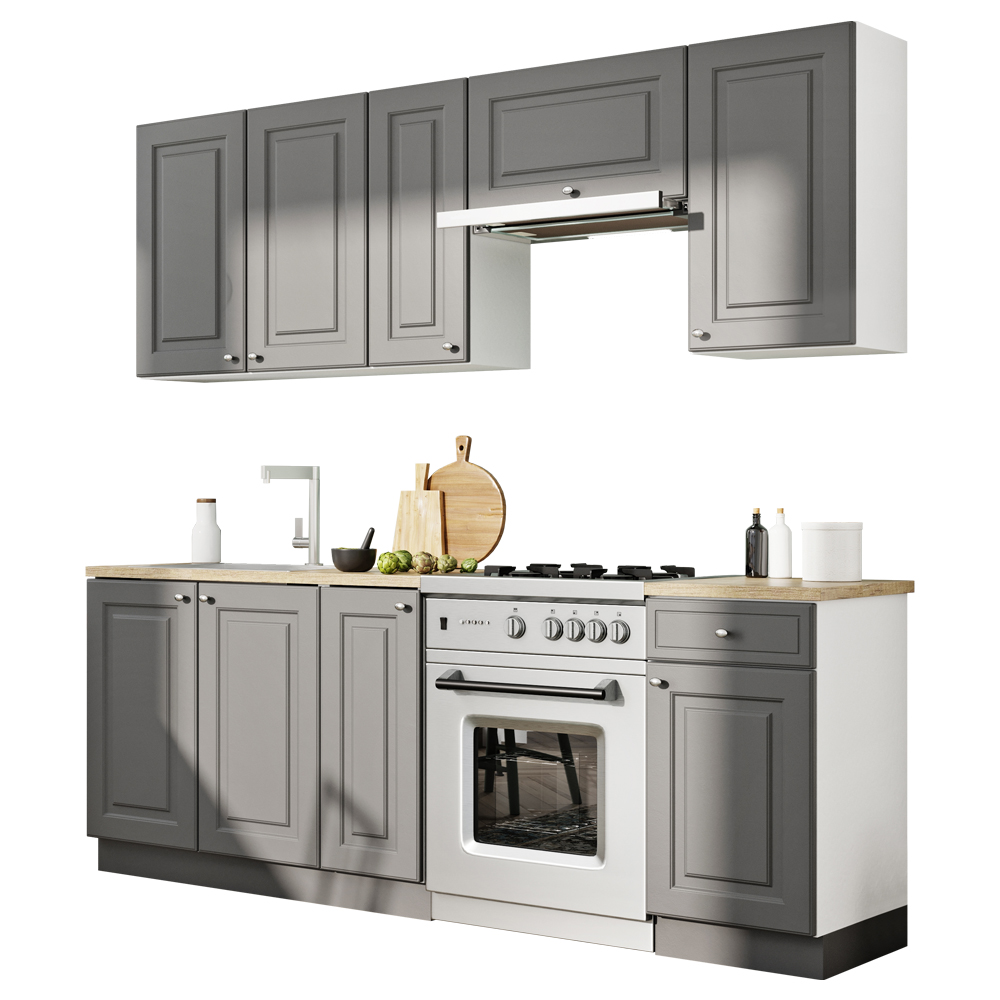 Zestaw mebli kuchennych Pollina grafitowy 210 cm - zdjęcie 1