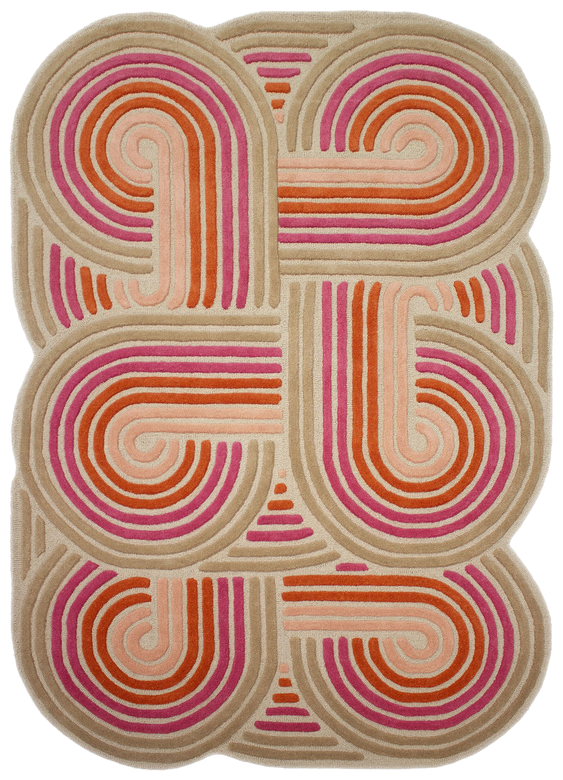 Dywan wełniany ręcznie wykonany Spiral 140x200 cm różowy - zdjęcie 1