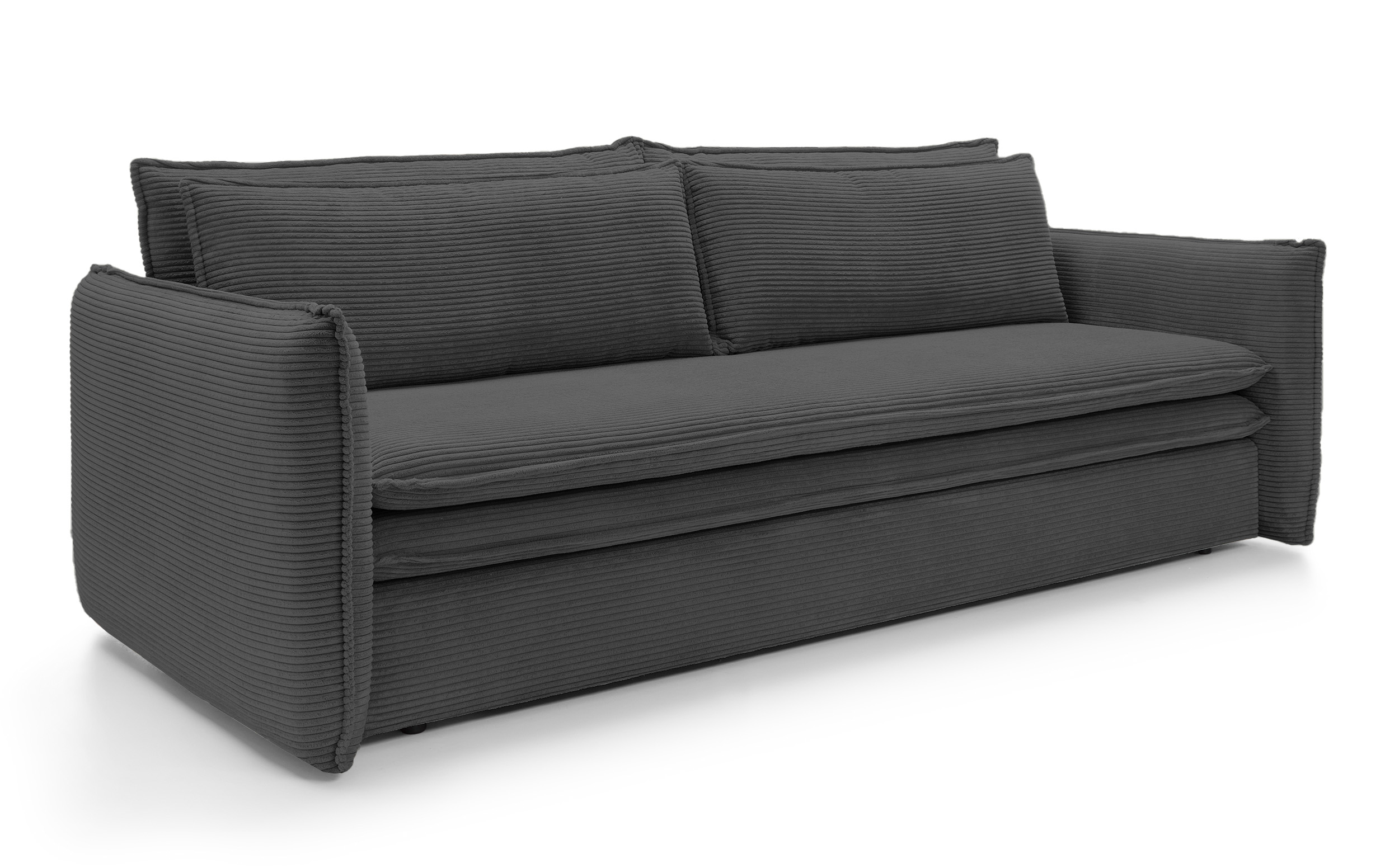 Kanapa rozkładana trzyosobowa Baptello z pojemnikiem ciemnoszara sztruks - zdjęcie 1