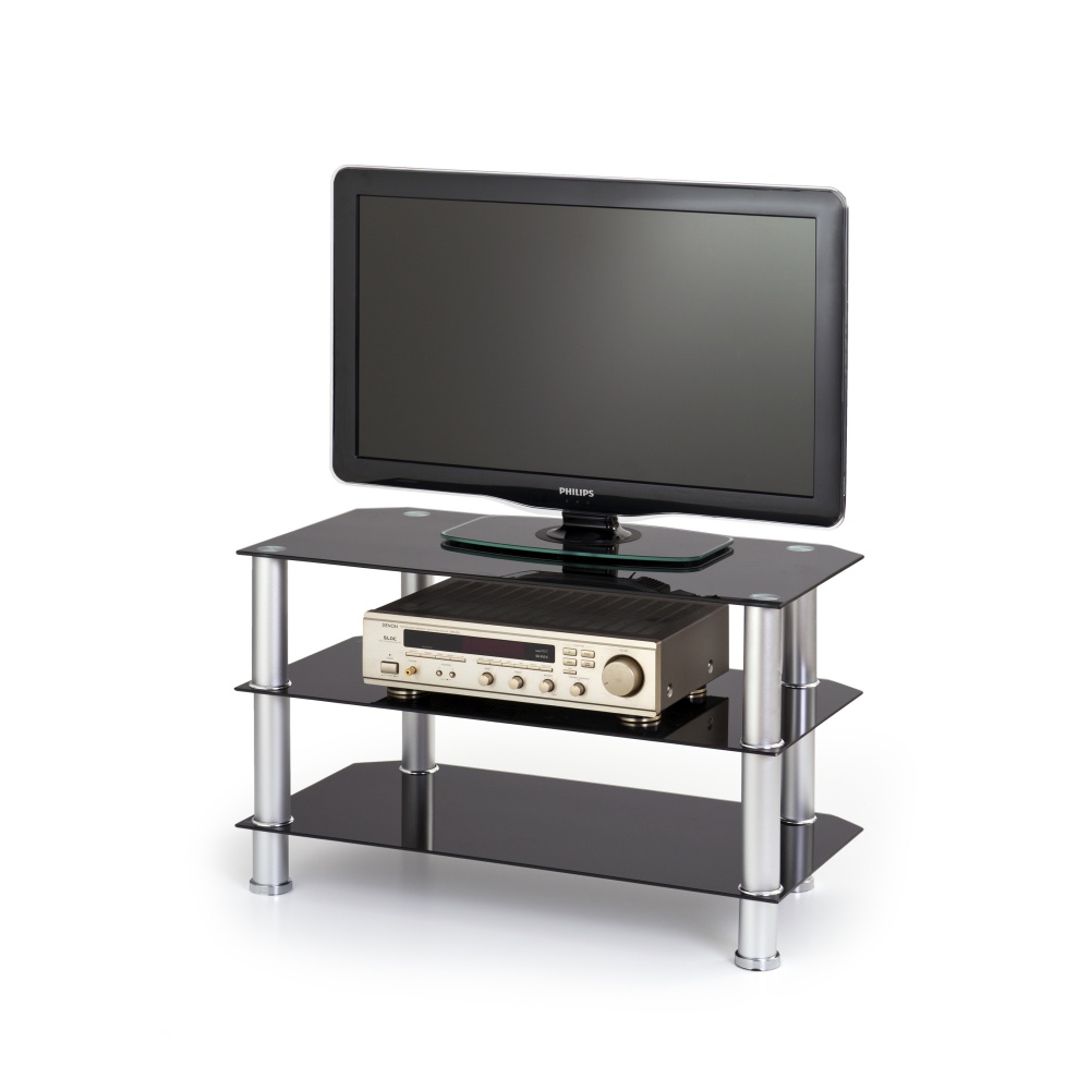 Szafka RTV Cella z czarnego szkła - zdjęcie 1