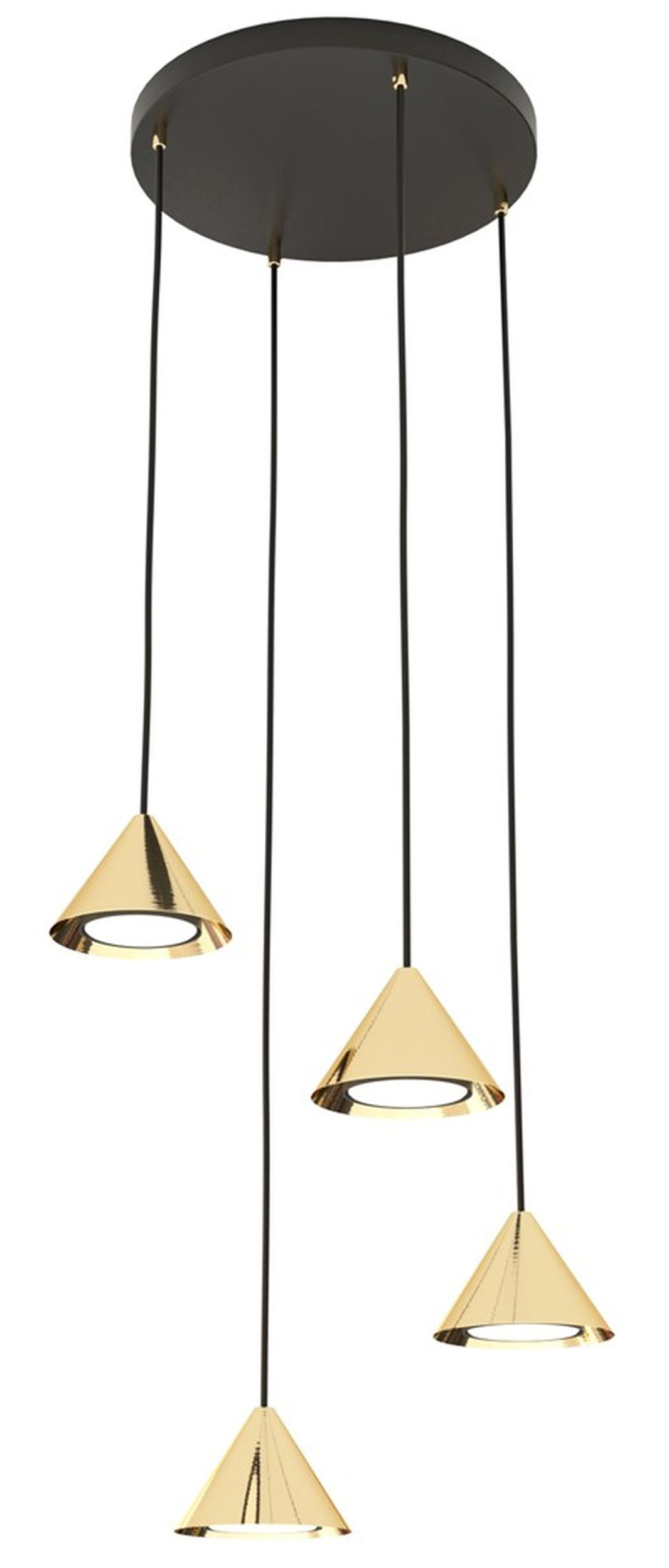 Lampa wisząca Elit czarna/złota na okrągłej podsufitce x4 - zdjęcie 1