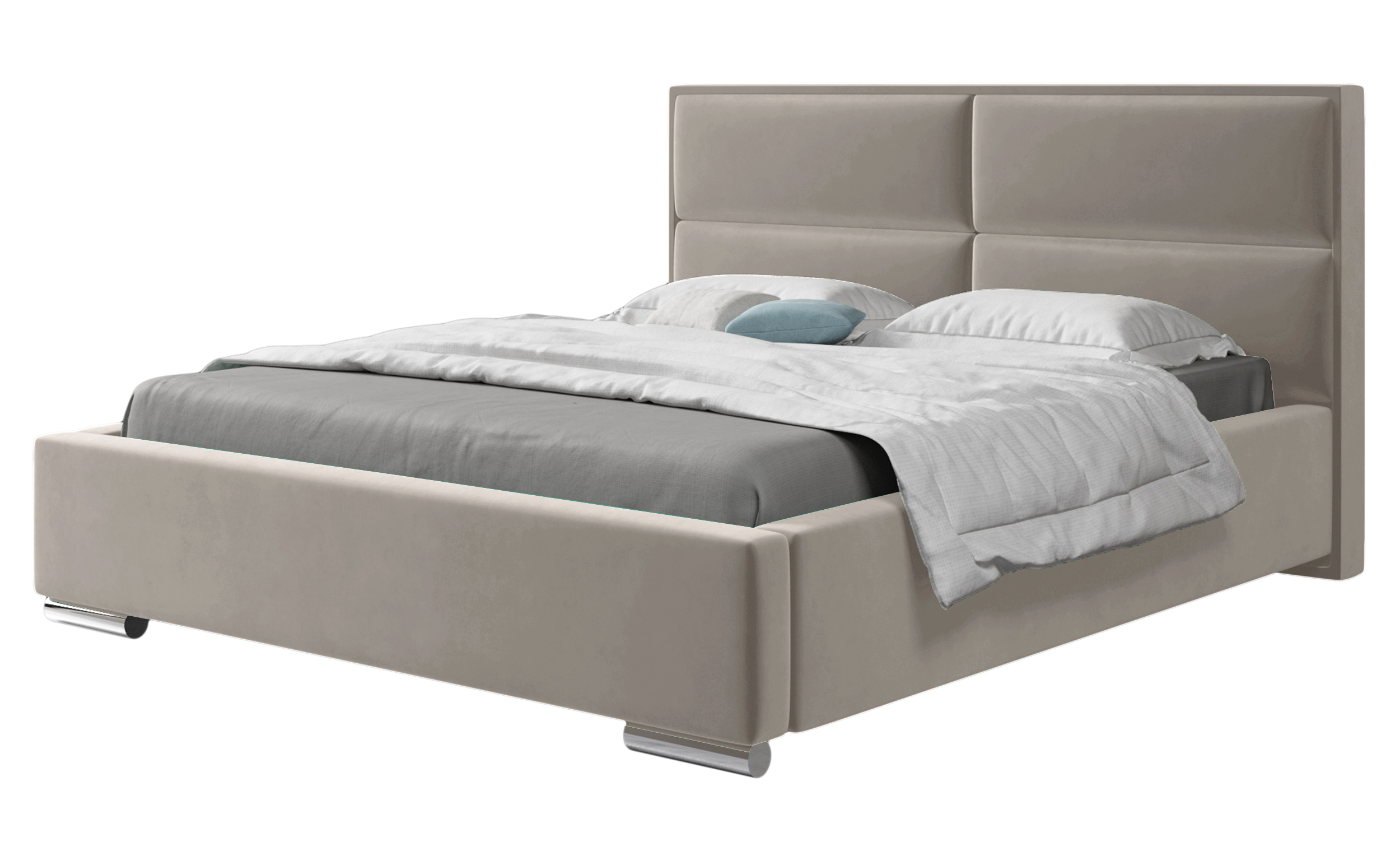 Łóżko tapicerowane Verlan 180x200 cm z pojemnikiem beżowe welur