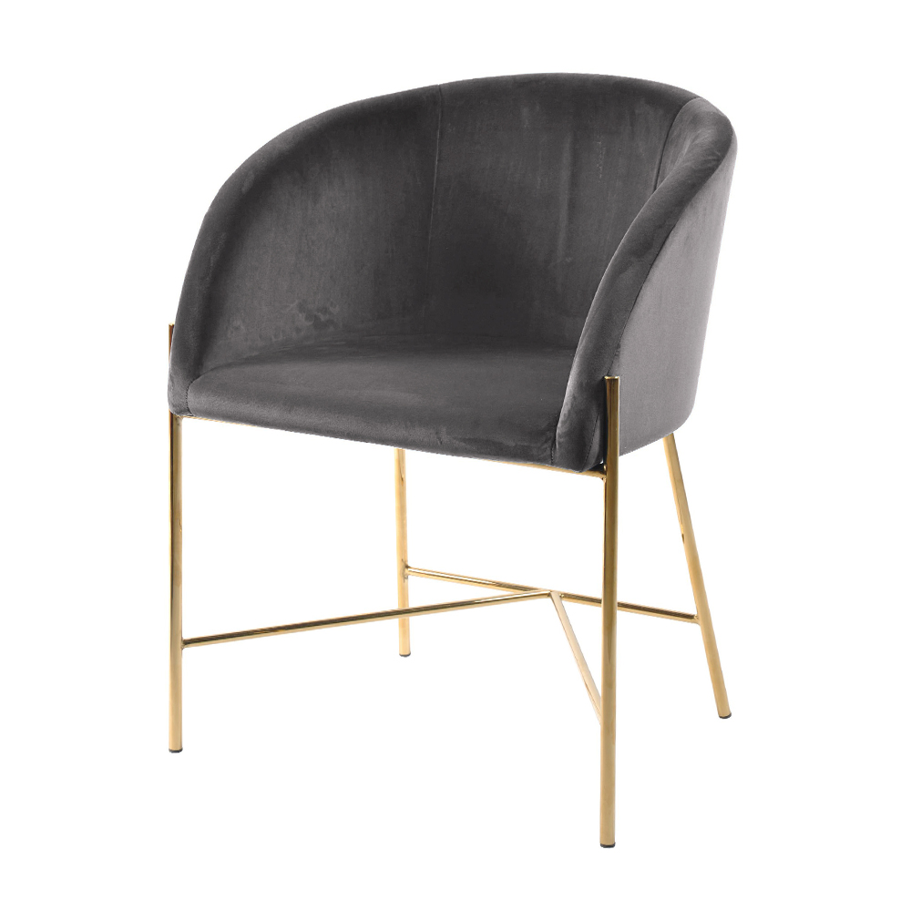 Krzesło tapicerowane Ribioc szary welur na złotych nogach - zdjęcie 1