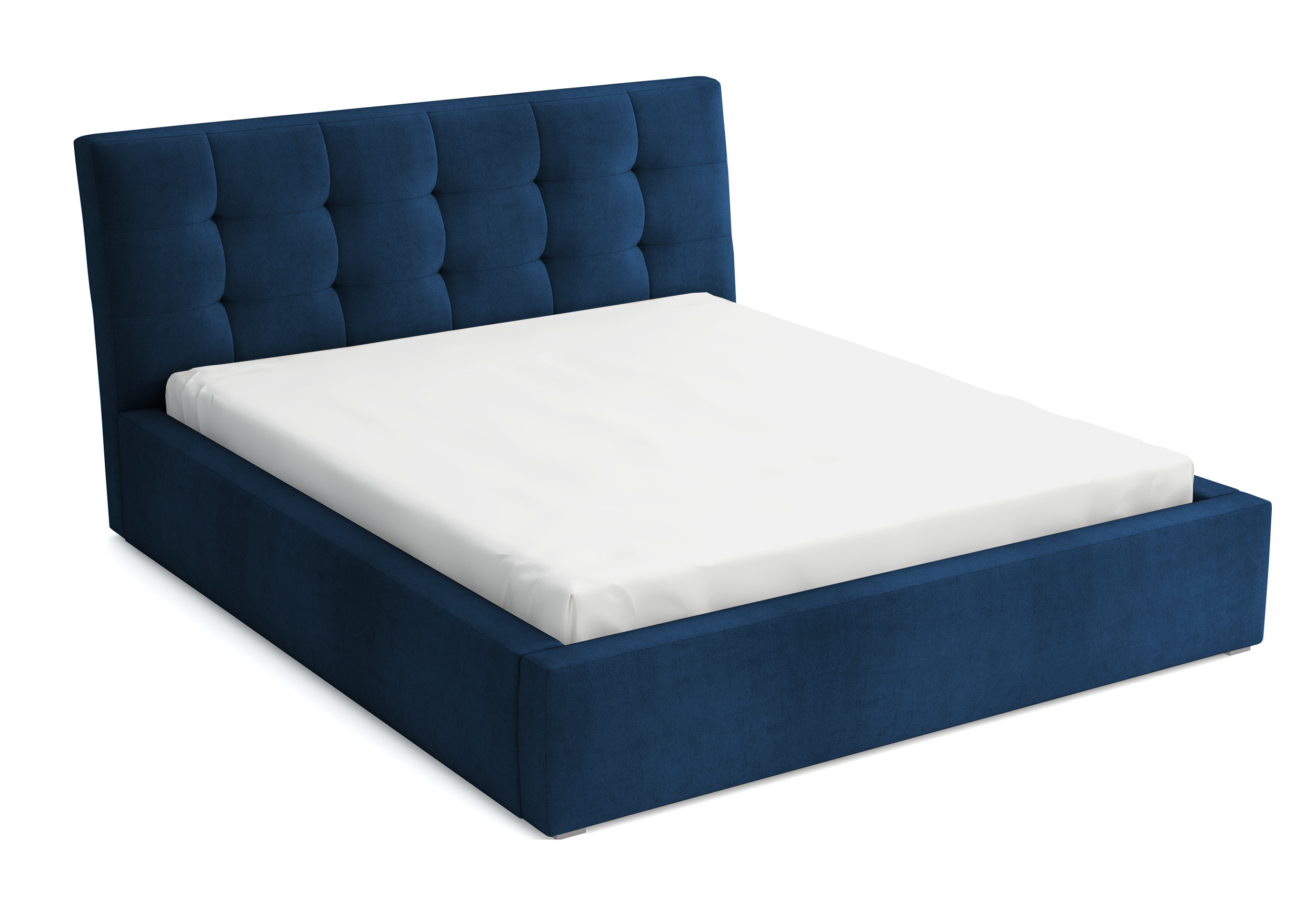 Łóżko tapicerowane 180x200 cm Nabbe z pojemnikiem granatowe velvet hydrofobowe - zdjęcie 1