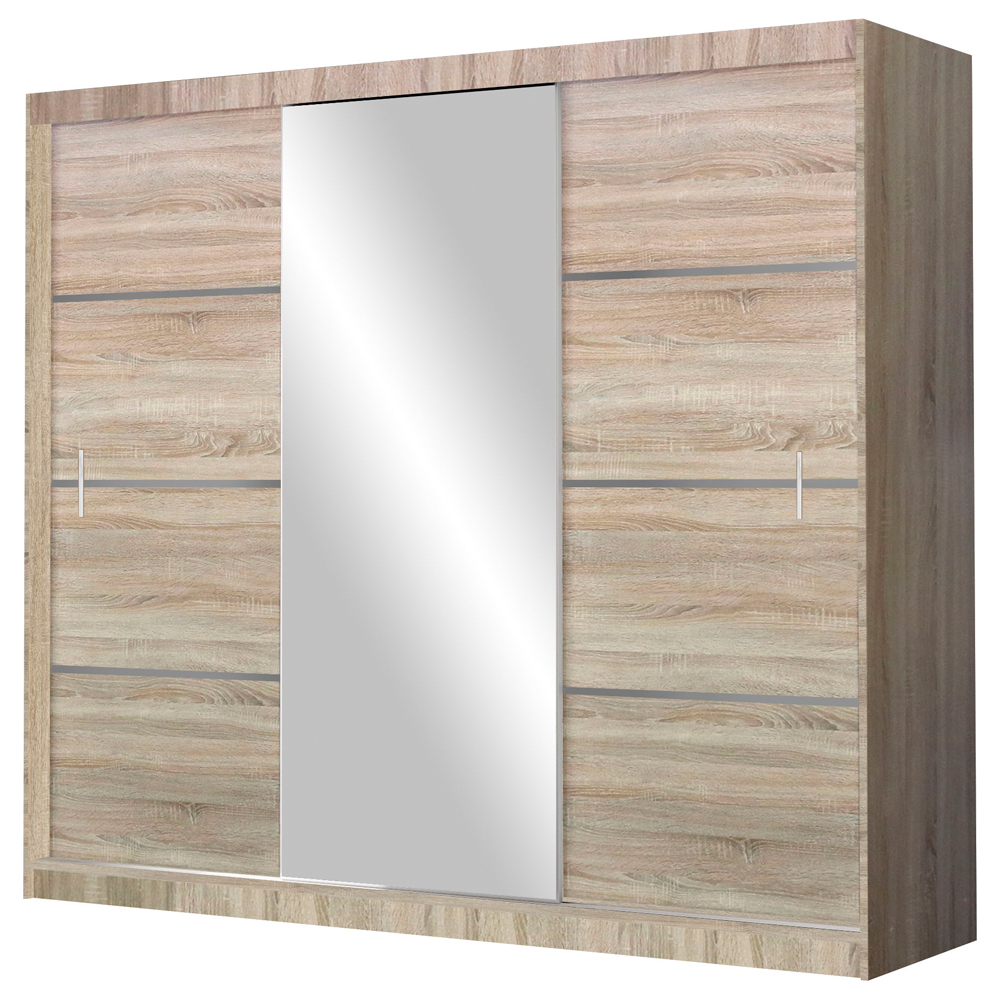 Szafa Tilava przesuwna z lustrem 250 cm Dąb sonoma jasny  - zdjęcie 2