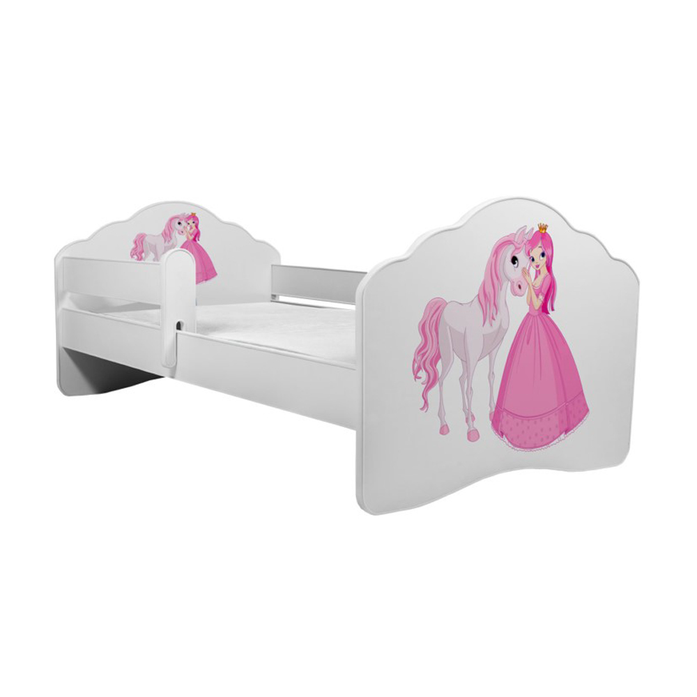 Łóżko dziecięce Sissa 160x80 cm Księżniczka i Koń z barierką - zdjęcie 1