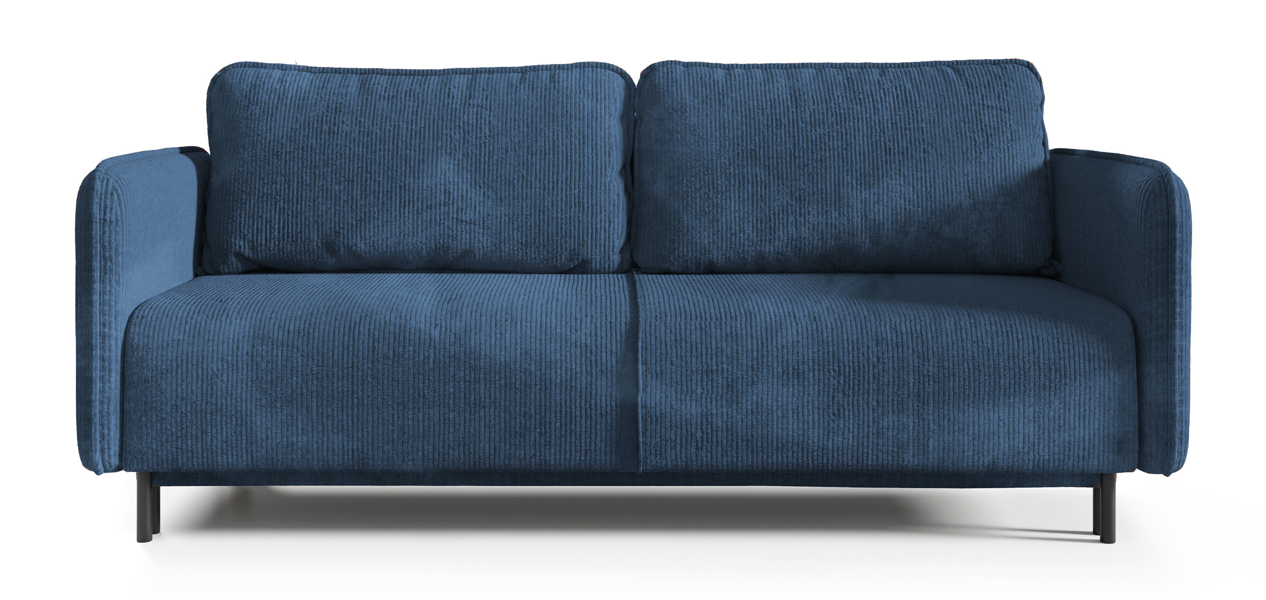 Kanapa rozkładana trzyosobowa Pantalla z pojemnikiem granatowa sztruks - zdjęcie 1