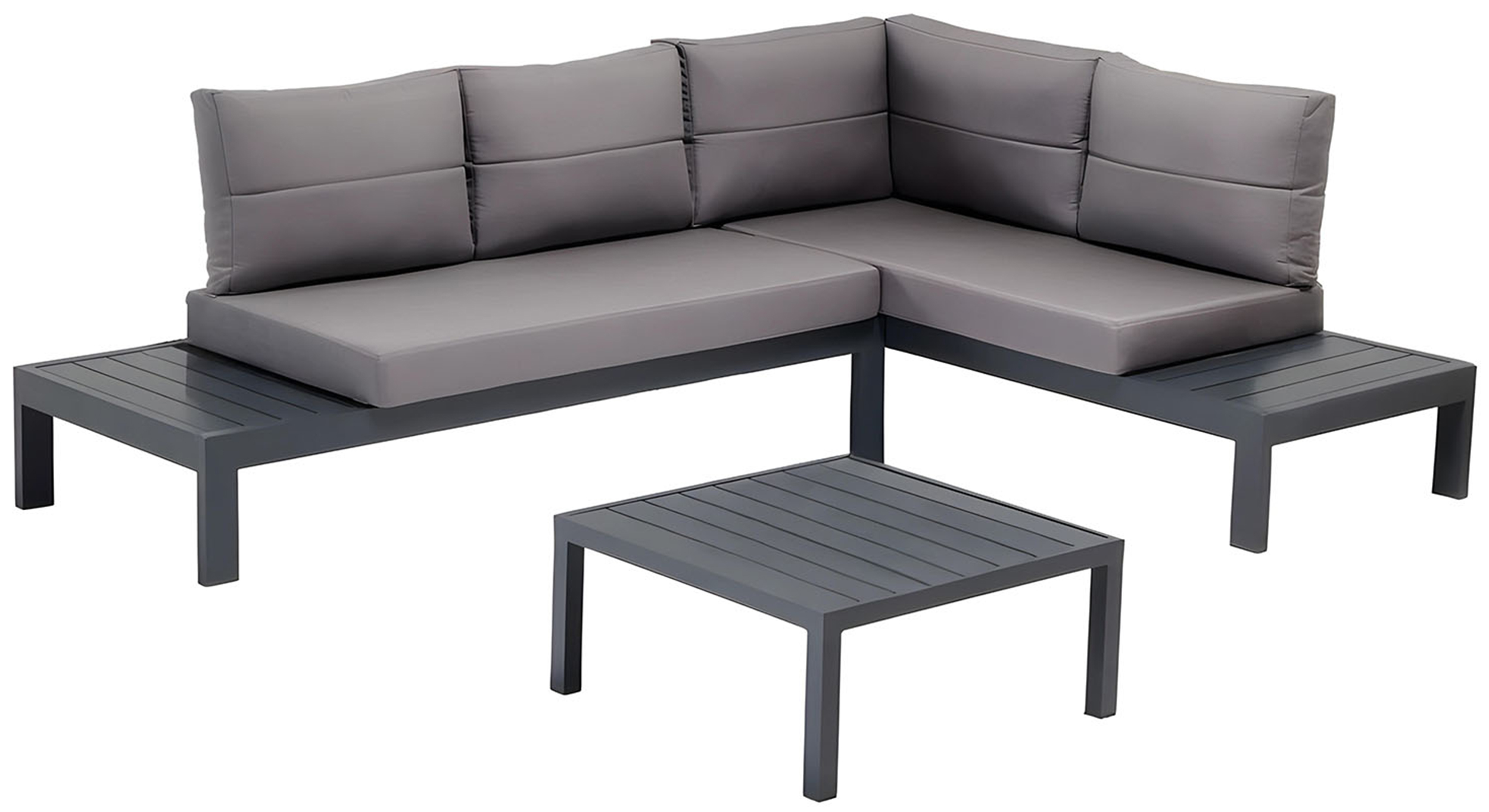 Zestaw ogrodowy Prectione z narożnikiem i stolikiem aluminium czarny/grafitowy - zdjęcie 1