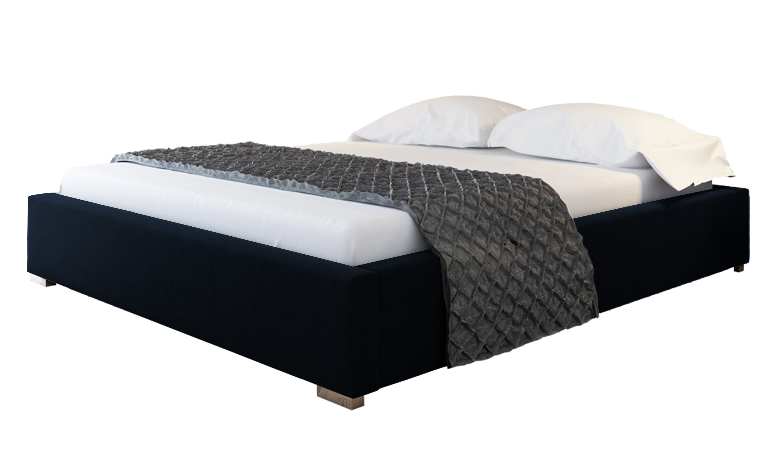 Łóżko tapicerowane Plene 120x200 ze stelażem metalowym i pojemnikiem granatowe hydrofobowe - zdjęcie 1